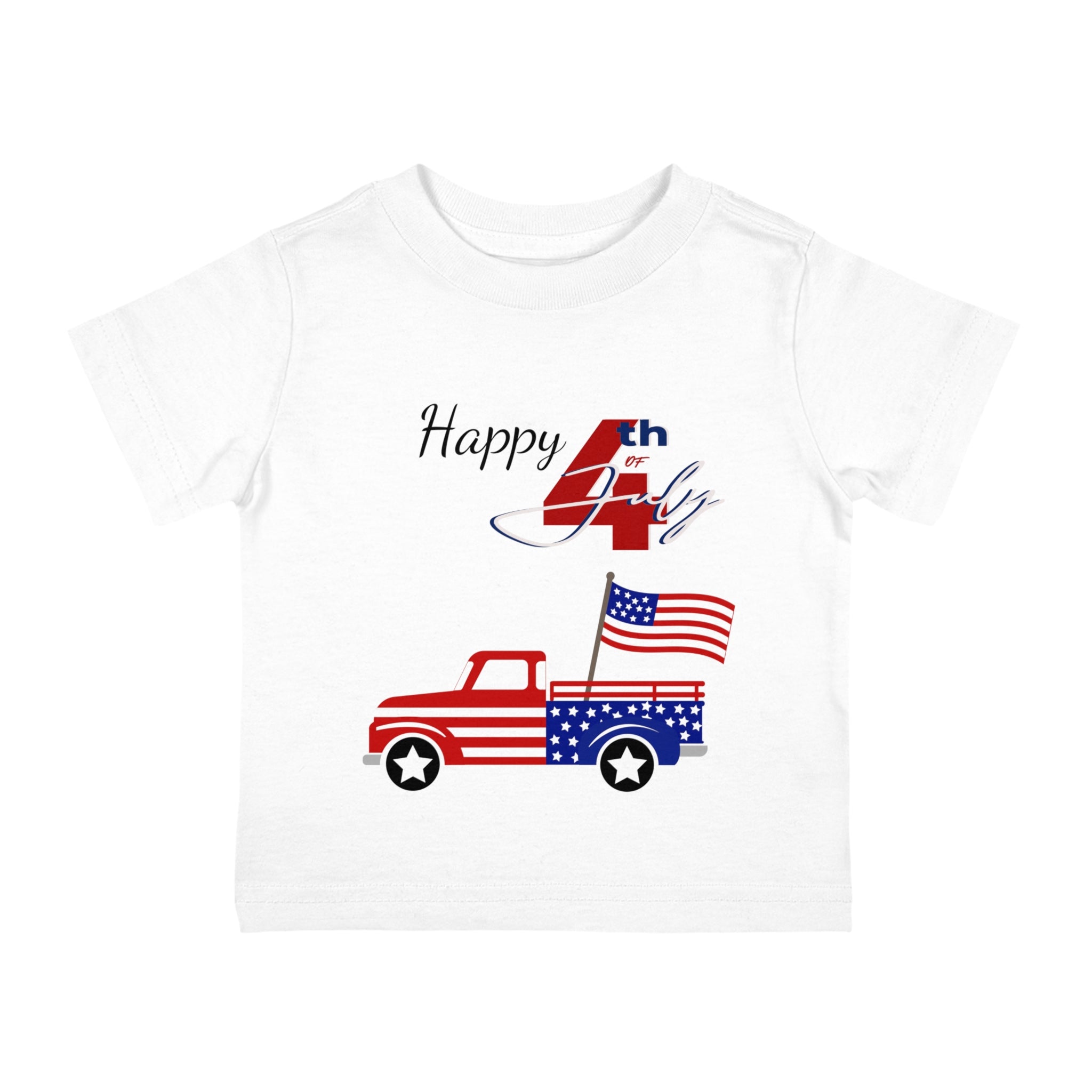 Happy 4th of July American Flag design Truck Infant Shirt, Baby Tee, Infant Tee