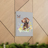 Charming Brown Dog with Butterflies and Flowers  Canvas Gallery Wraps