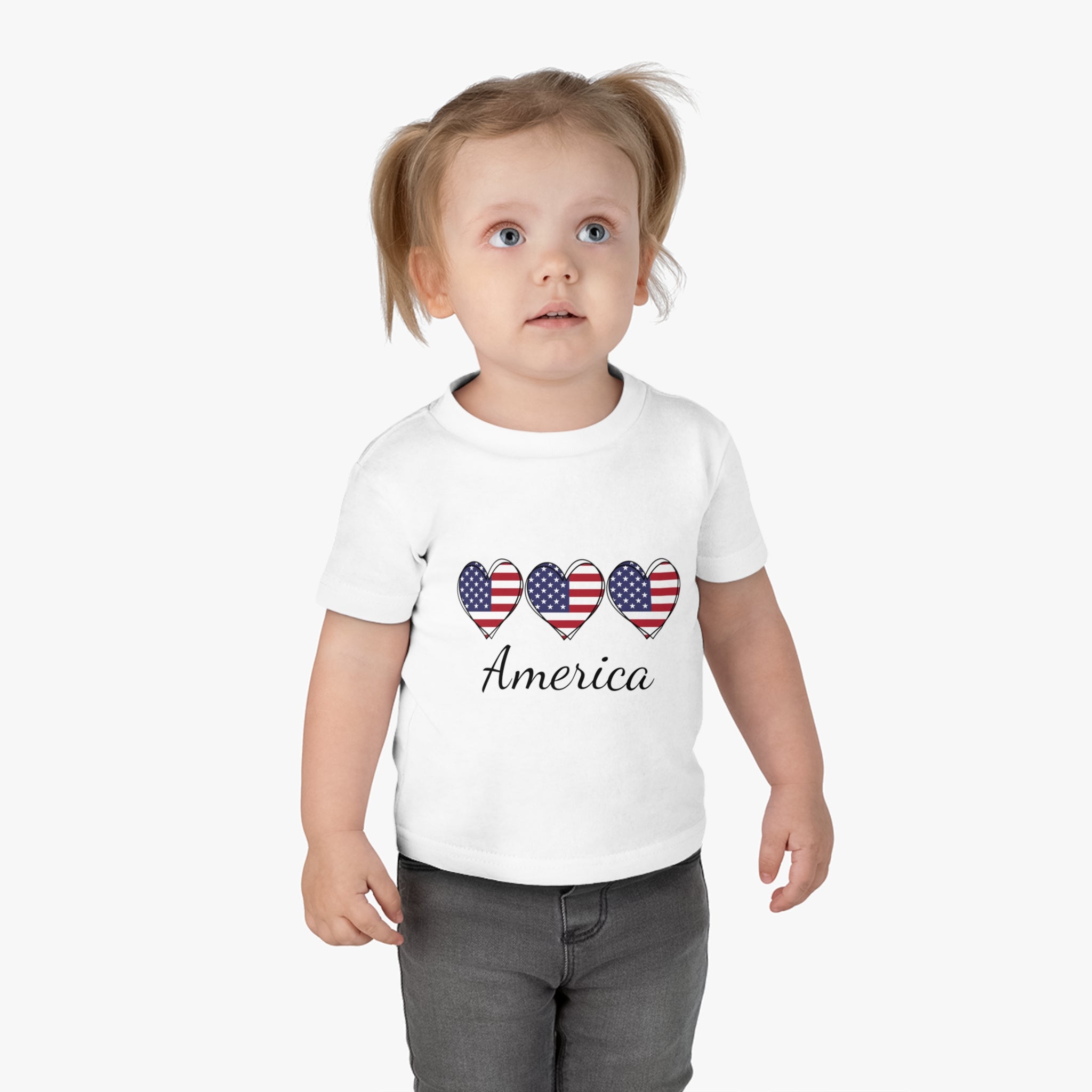 America 3 Hearts Infant Shirt, Baby Tee, Infant Tee