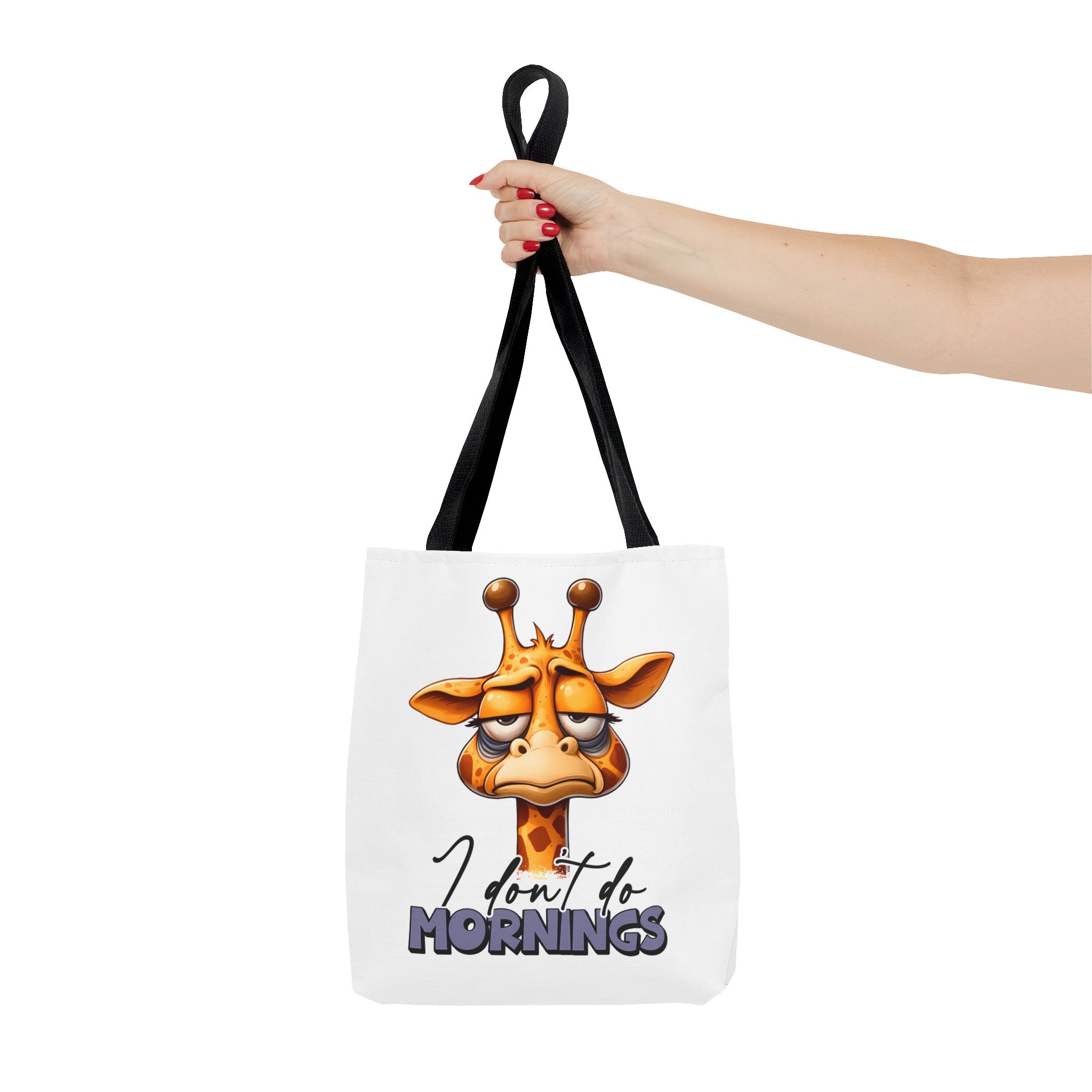 Funny Giraffe Tote Bag, I Don't Do Mornings Design, Cute Animal Quote Gift, Humorous Shopping Bag, Reusable Grocery Bag, Eco-Friendly Tote Tote Bag