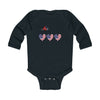 Happy 4th of July 3 Hearts Design Long Sleeve Baby Bodysuit
