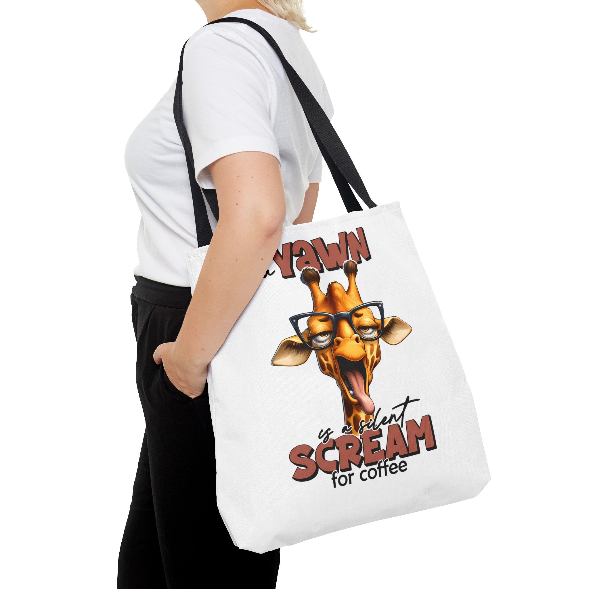 Funny Giraffe Tote Bag, A Yawn is a Silent Scream for Coffee, Cute Animal Tote, Quirky Tote Bag, Coffee Lovers Gift, Unique Tote Bag Tote Tote Bag