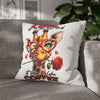 Cute Giraffe Love Is In The Air Coffee Lovers Pillow, Funny Animal Decor Throw Pillow, Perfect Valentine's Day Gift Spun Polyester Square Pillowcase