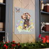 Charming Brown Dog with Butterflies and Flowers  Canvas Gallery Wraps