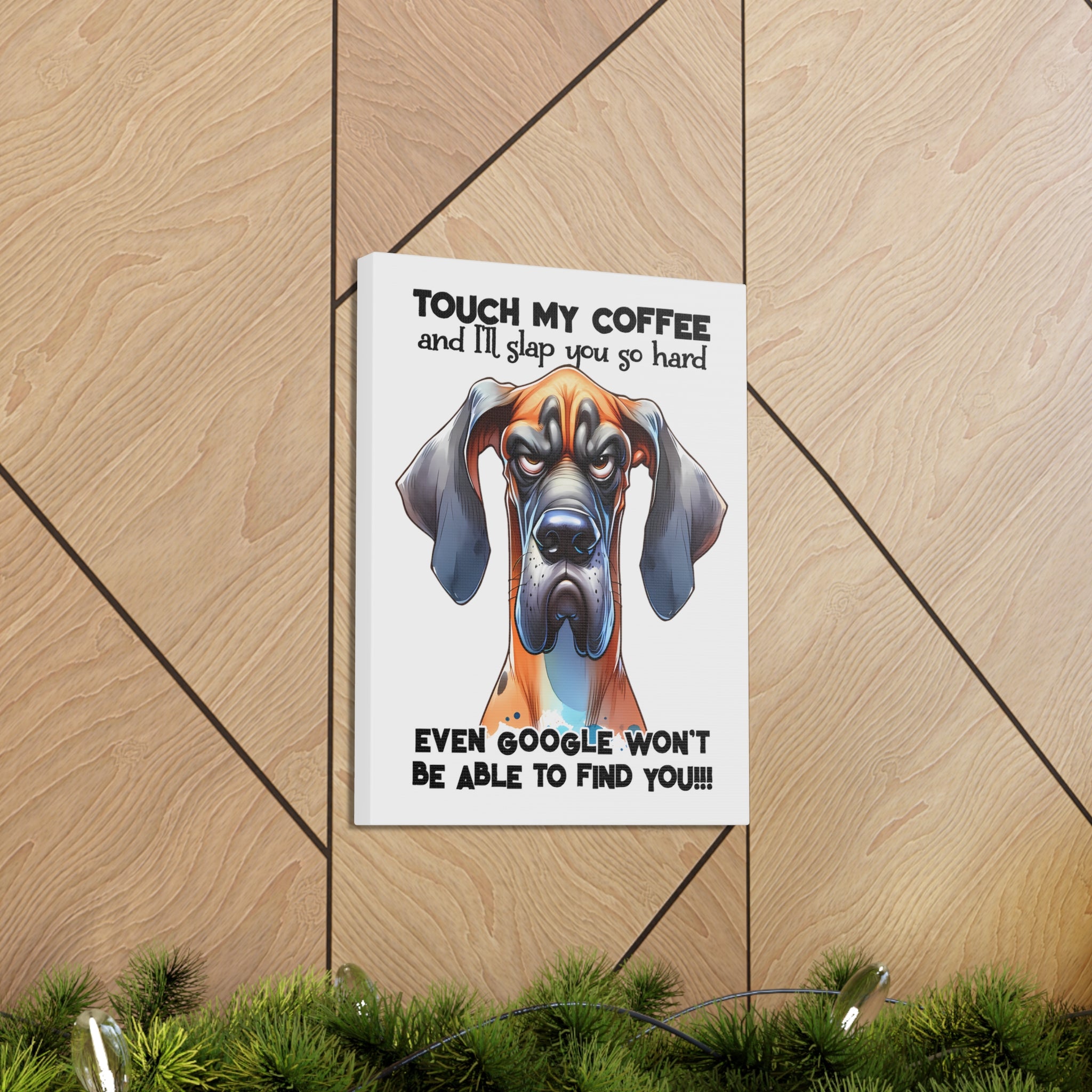 Funny Dog Wall Art, Pet Lover Gift, Coffee Quote Wall Decor, Humorous Pet Poster, Quirky Kitchen Art, Animal Lover Canvas Canvas Gallery Wraps