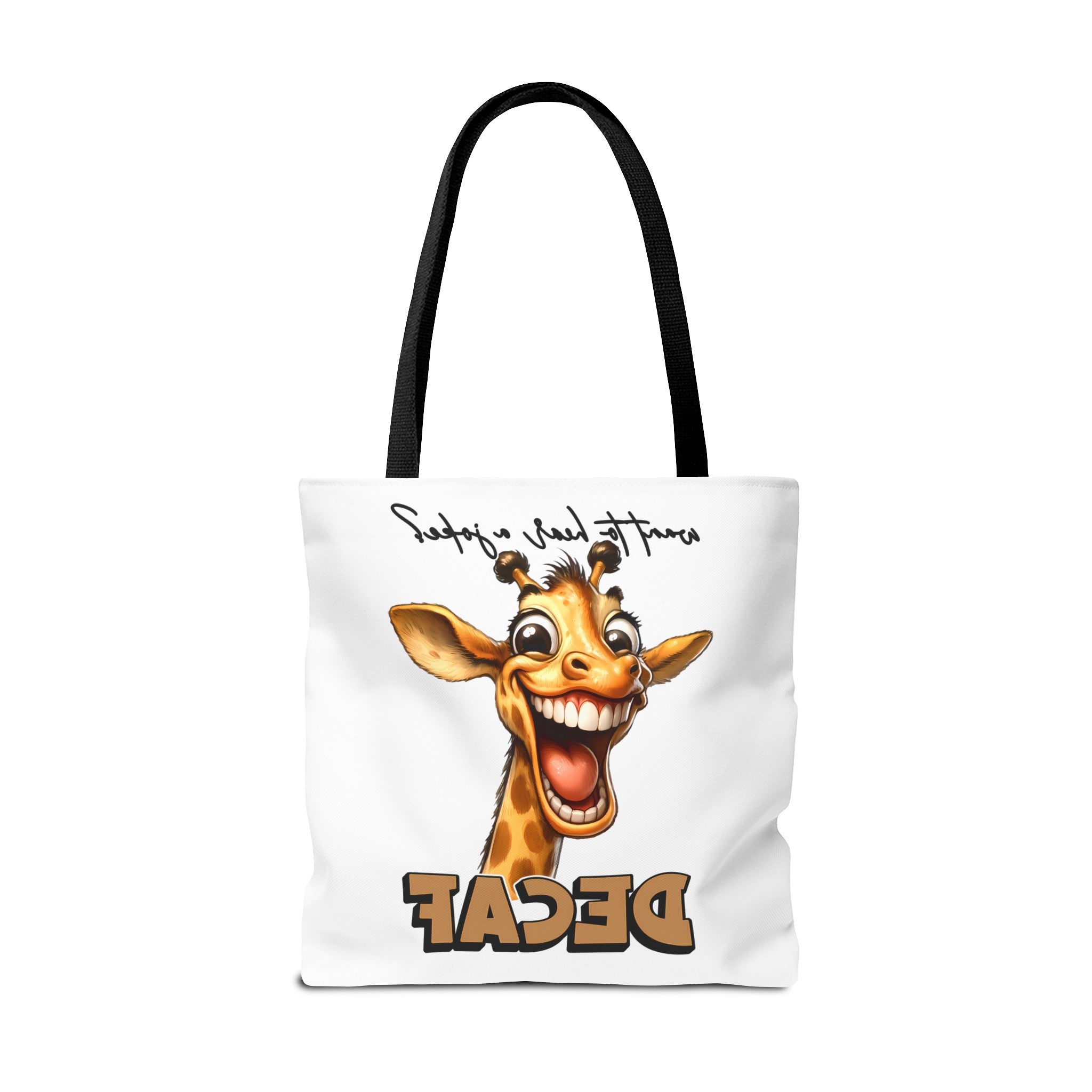 Funny Giraffe Tote Bag, Want to Hear a Joke Decaf Design, Cute Animal Humor, Unique Gift Idea, Reusable Shopping Bag Tote Tote Bag