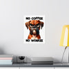 Funny Boxer Dog Art, No Coffee No Workee Poster, Dog Lover Gift, Office Wall Art, Funny Dog Print, Coffee Humor, Pet Decor Matte Vertical Posters