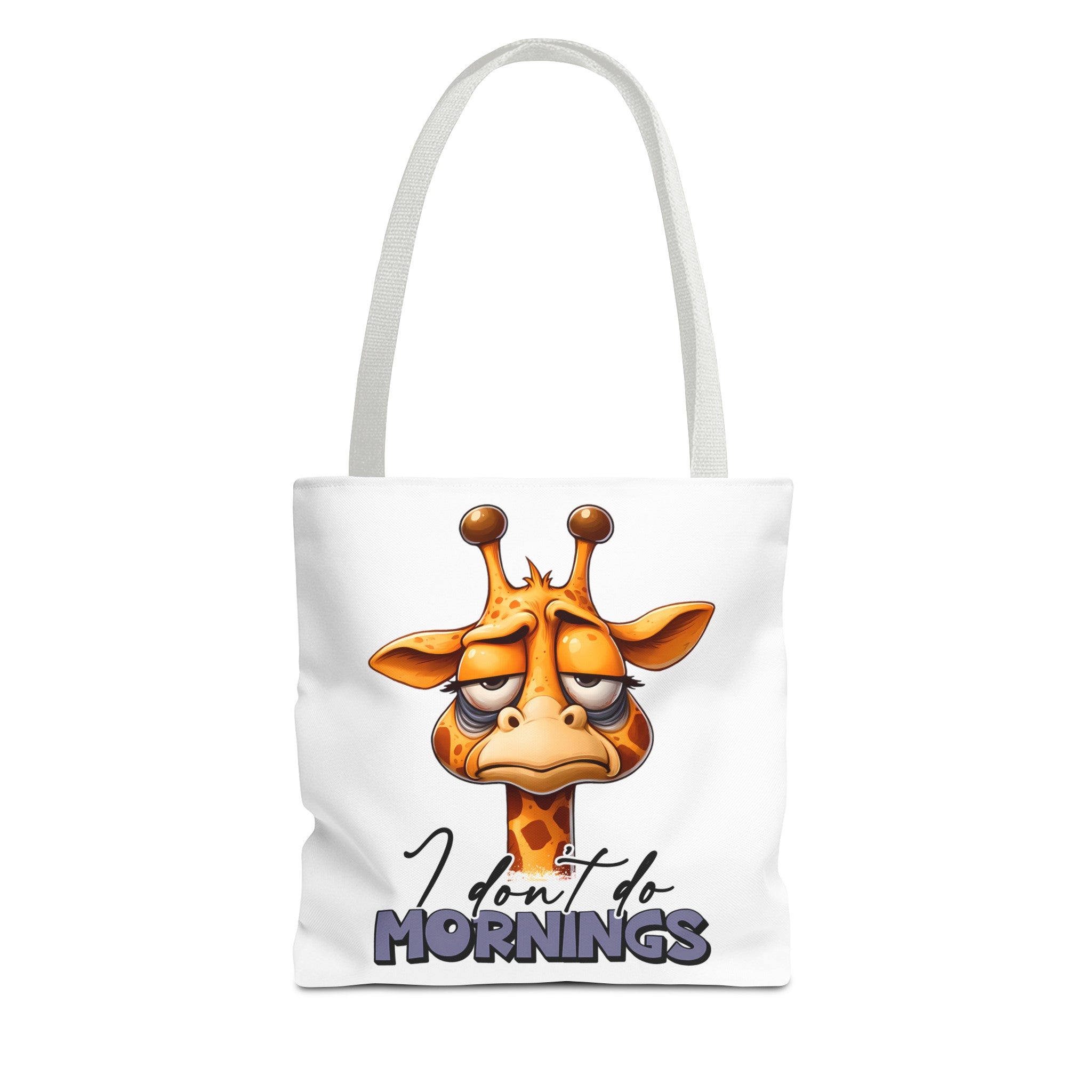 Funny Giraffe Tote Bag, I Don't Do Mornings Design, Cute Animal Quote Gift, Humorous Shopping Bag, Reusable Grocery Bag, Eco-Friendly Tote Tote Bag