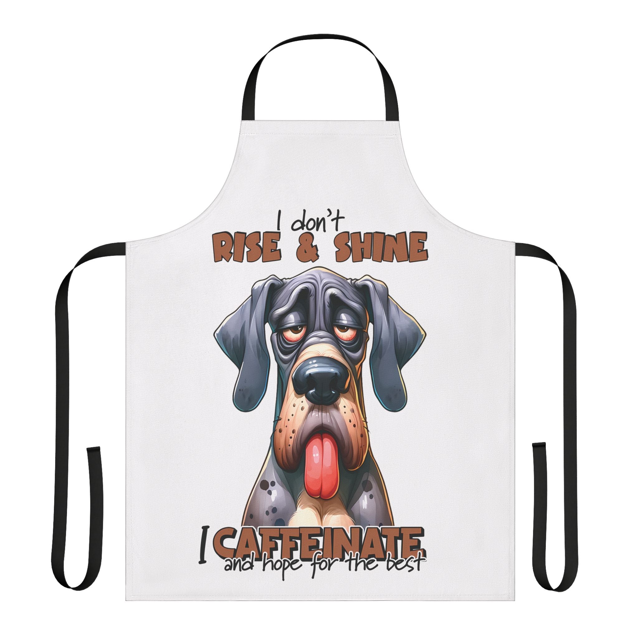 Funny Dog Apron, I Don't Rise and Shine I Caffeinate Apron, Dog Lover Gift, Humorous Apron, Lazy Dog Design, Cute Canine Art Apron