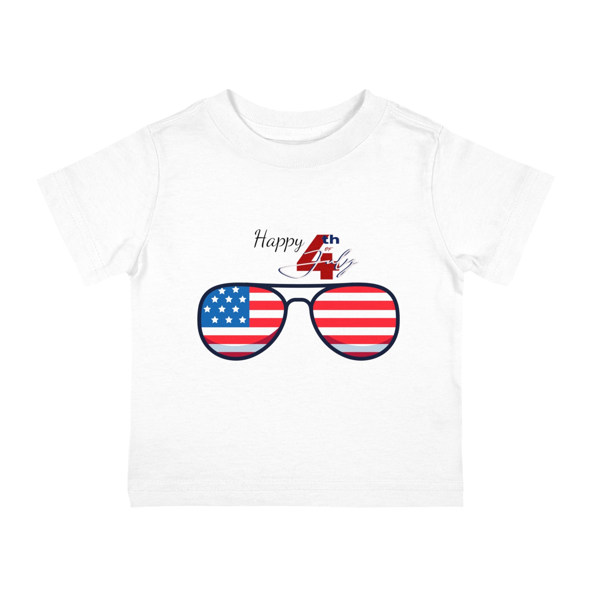 Happy 4th of July American Flag Sunglass Infant Shirt, Baby Tee, Infant Tee