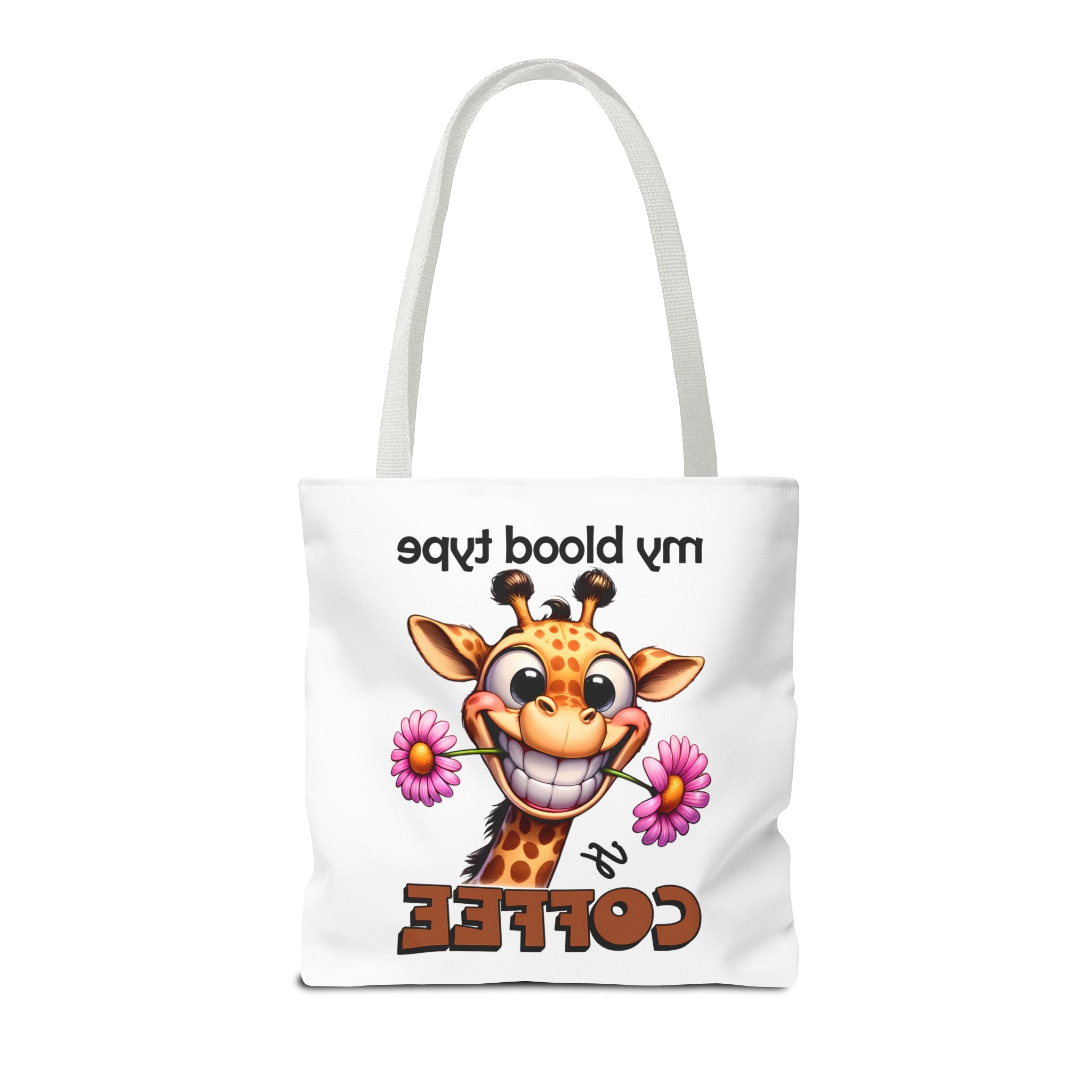 Funny Giraffe Tote Bag, My Blood Type is Coffee Tote Bag, Cute Animal Tote Bag, Fun Coffee Lover Gift, Quirky Giraffe Art Bag Tote Tote Bag