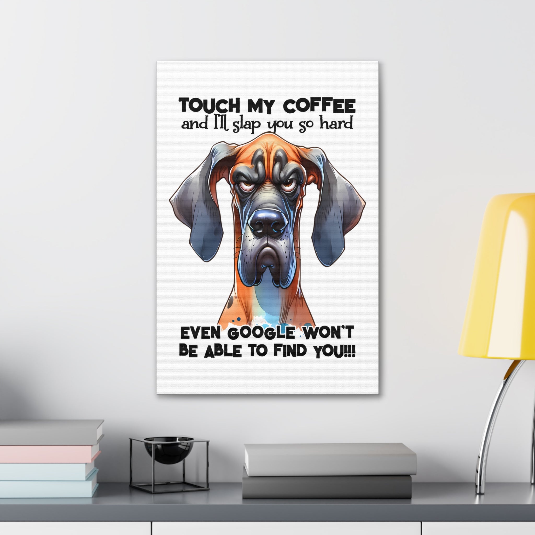 Funny Dog Wall Art, Pet Lover Gift, Coffee Quote Wall Decor, Humorous Pet Poster, Quirky Kitchen Art, Animal Lover Canvas Canvas Gallery Wraps