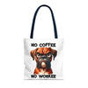 No Coffee No Workee Tote Bag, Funny Dog Tote Bag, Cute Dog Lover Gift, Unique Tote Bag, Reusable Shopping Bag, Trendy Tote Bag Tote Tote Bag