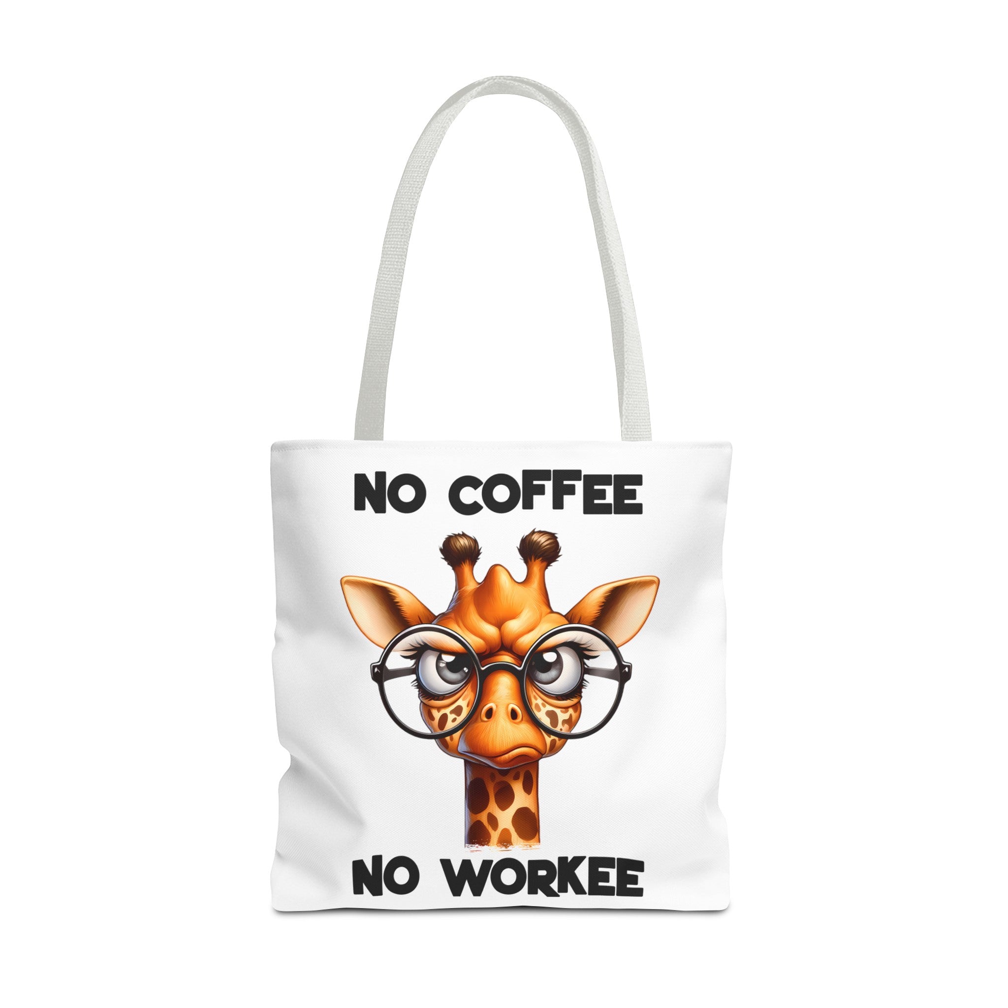 Funny Giraffe Tote Bag, No Coffee No Workee Quote Bag, Cute Giraffe with Glasses, Animal Quote Tote, Trendy Shopping Bag, Reusable Bag Tote Tote Bag