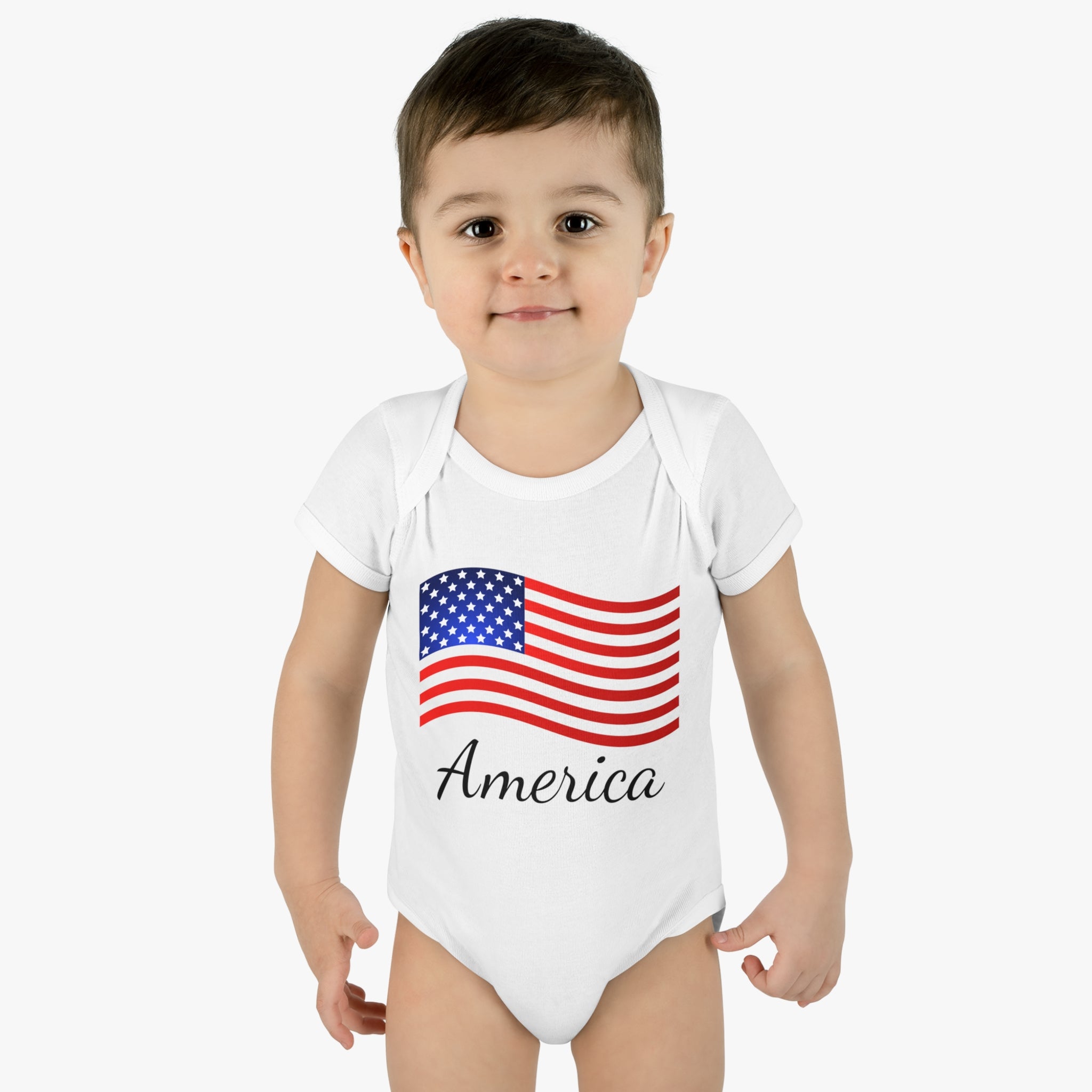 America American Flag Baby Bodysuit