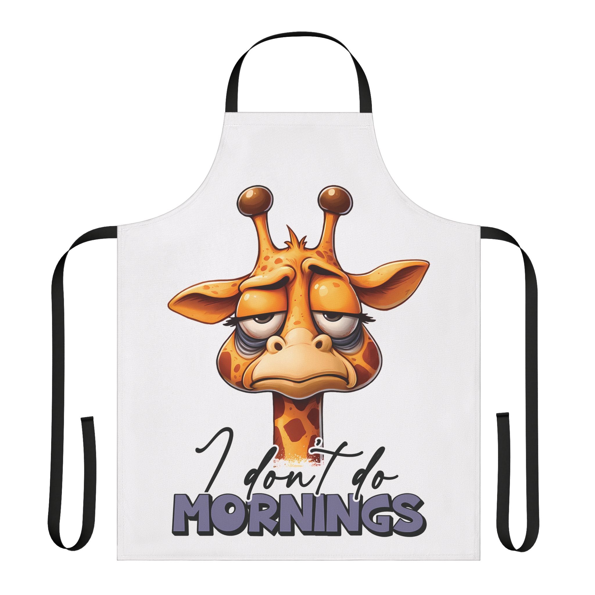 Funny Giraffe Apron, I Don't Do Mornings Apron, Cute Animal Art, Morning Humor Gift, Animal Lover Gift, Quirky Apron