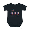 Load image into Gallery viewer, Happy 4th of July 3 Hearts Design Baby Bodysuit