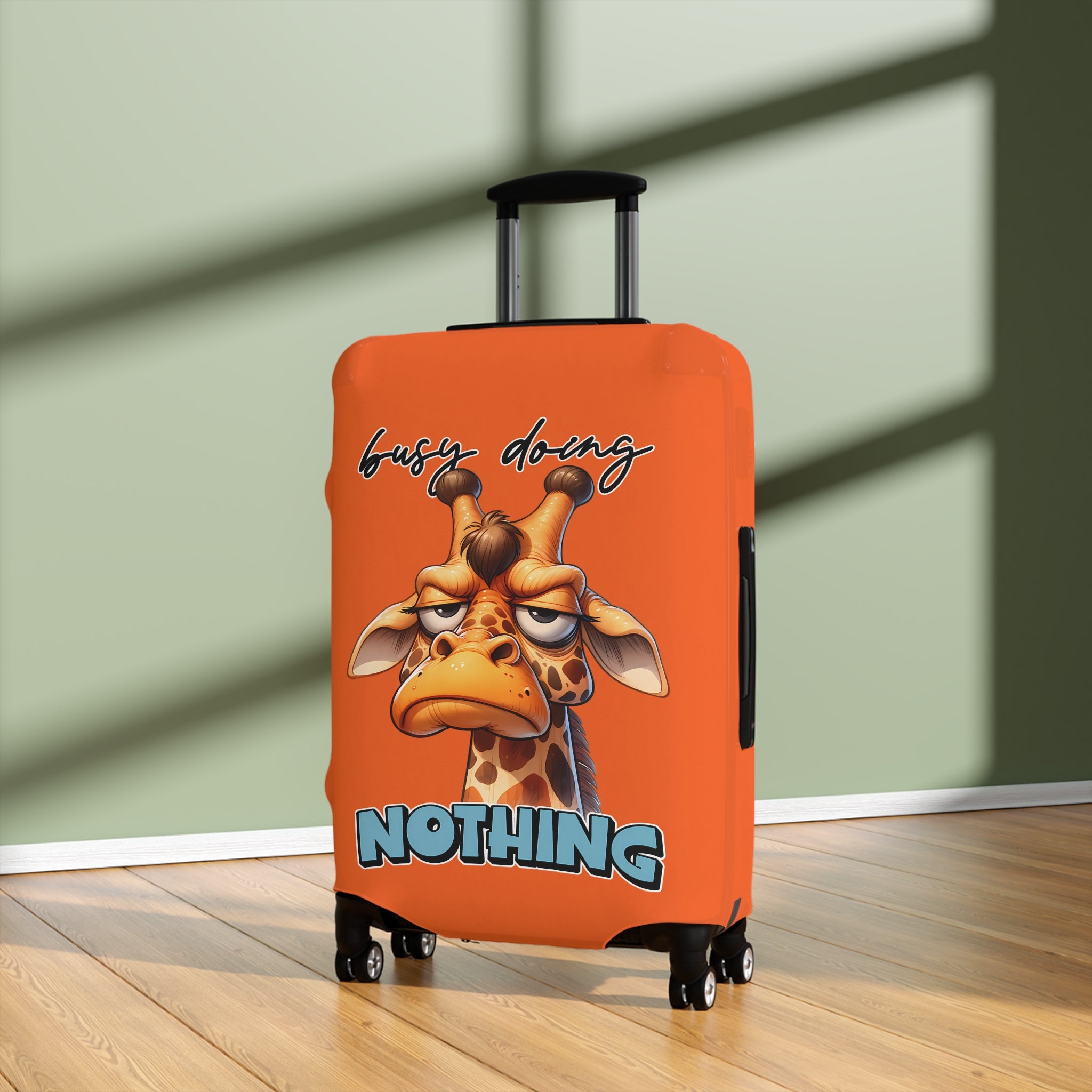 Funny Giraffe Luggage Cover, Busy Doing Nothing Luggage Cover, Cute Animal Luggage Cover, Lazy Giraffe Illustration, Unique Gift Idea, Quirky Luggage Cover