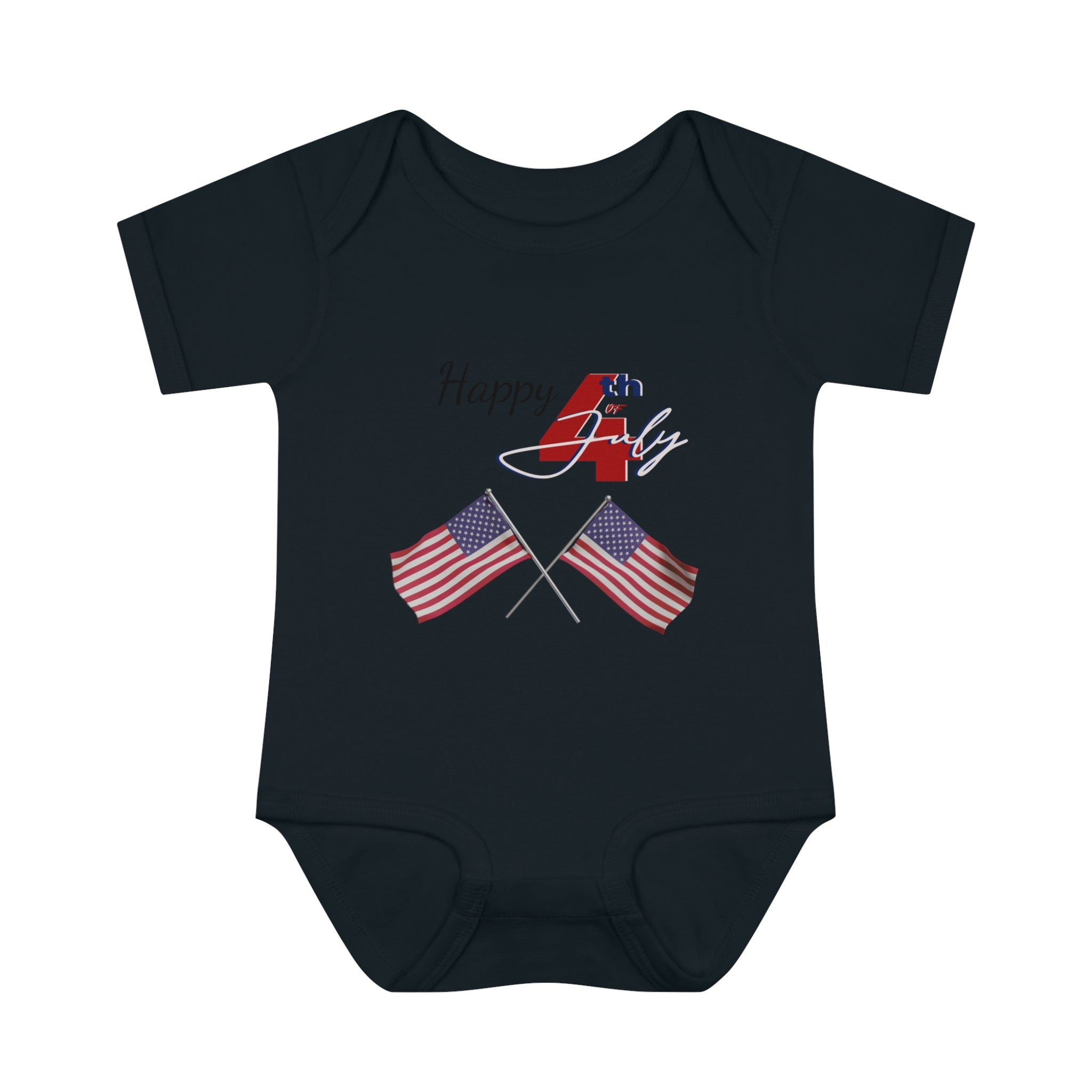 Happy 4th of July American Flags design Baby Bodysuit