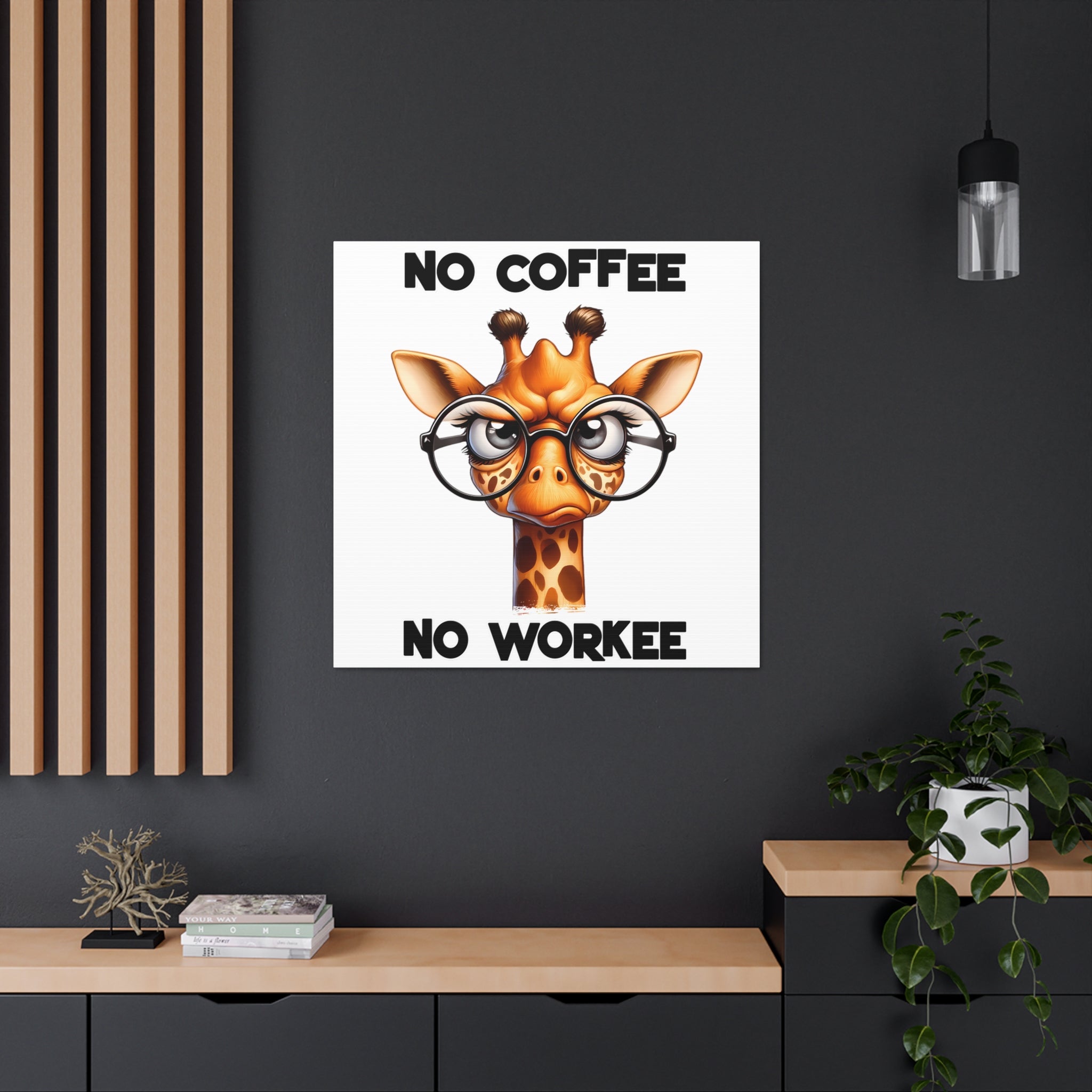 Funny Giraffe Wall Art, No Coffee No Workee Print, Animal Lover Decor, Humorous Office Wall Art, Unique Coffee Lover Gift, Canvas Gallery Wrap Canvas Gallery Wraps