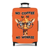 Funny Giraffe Luggage Cover, No Coffee No Workee Luggage Cover, Giraffe with Glasses Luggage Cover, Cute Animal Lover Gift, Coffee Lover Luggage Cover, Office Humor Gift Luggage Cover