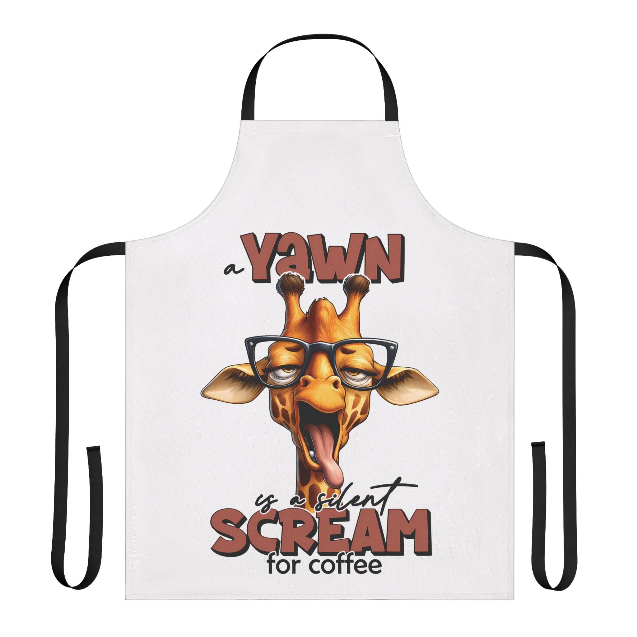 Funny Giraffe Apron, A Yawn Is A Silent Scream For Coffee, Animal Lover Coffee Apron, Cute Giraffe Design, Unique Coffee Apron, Humor Gift Apron