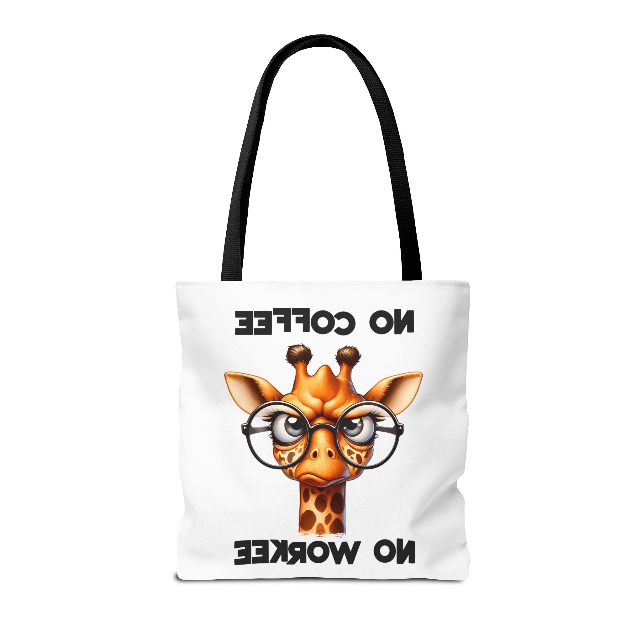 Funny Giraffe Tote Bag, No Coffee No Workee Quote Bag, Cute Giraffe with Glasses, Animal Quote Tote, Trendy Shopping Bag, Reusable Bag Tote Tote Bag