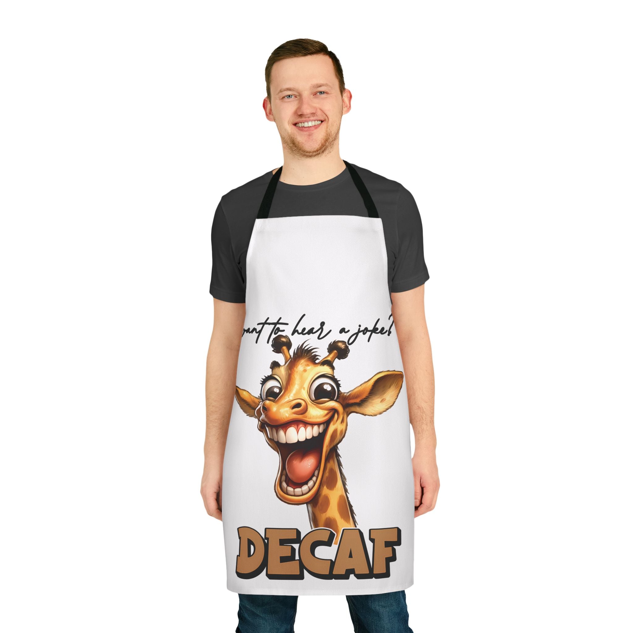 Funny Giraffe Joke Apron, Decaf Coffee Apron, Humorous Animal Lover Gift, Unique Coffee Apron, Perfect for Gag Gifts, Cute Animal Apron