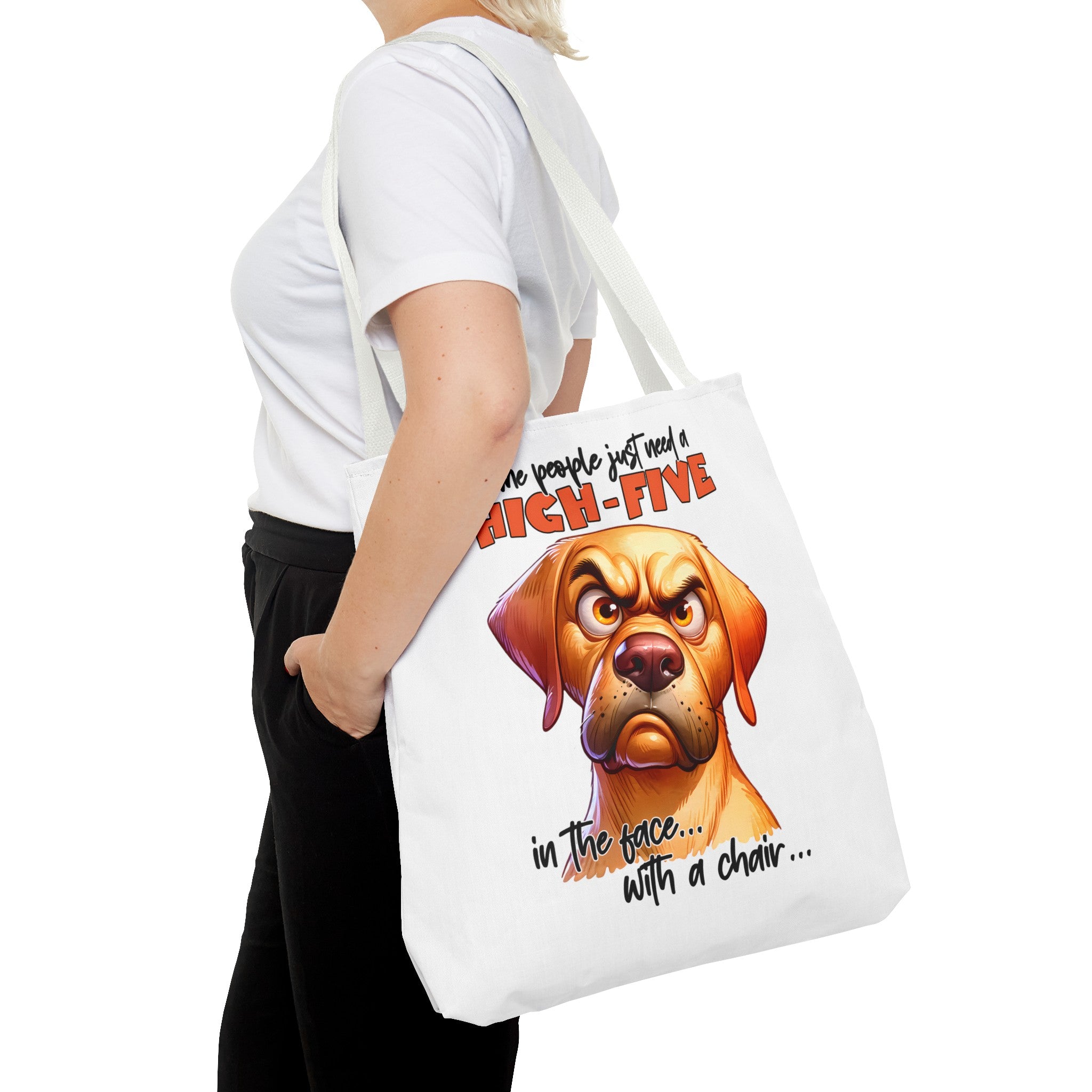 Funny Angry Dog Tote Bag, High-Five In The Face With A Chair, Hilarious Tote Bag for Dog Lovers, Unique Gift Idea, Fun Shopping Bag Tote Tote Bag