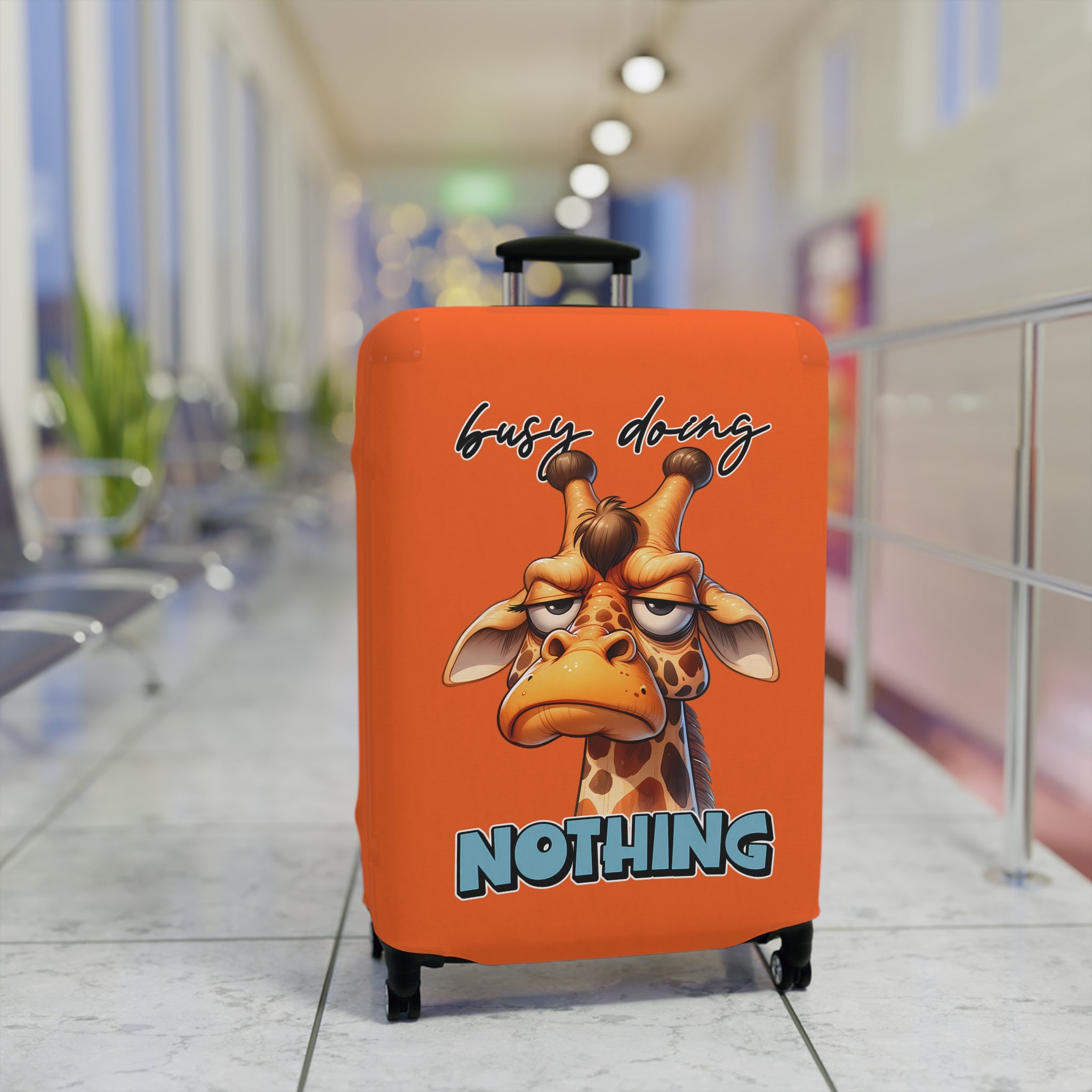 Funny Giraffe Luggage Cover, Busy Doing Nothing Luggage Cover, Cute Animal Luggage Cover, Lazy Giraffe Illustration, Unique Gift Idea, Quirky Luggage Cover