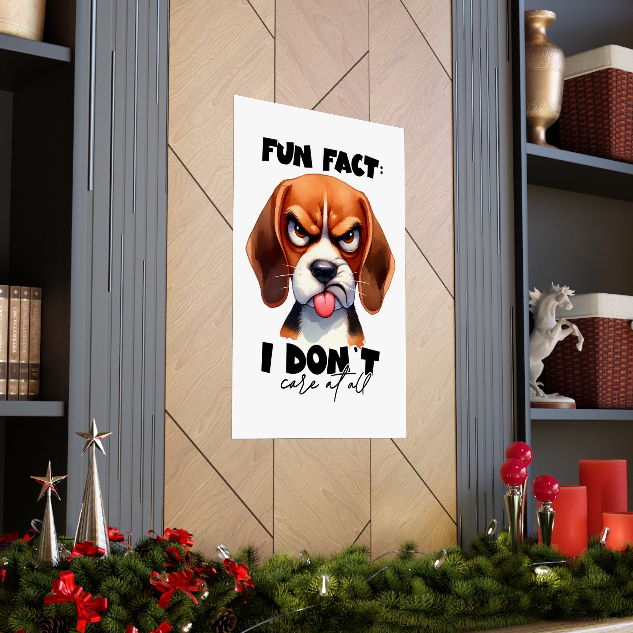 Funny Dog Wall Art Poster, Fun Fact I Don't Care At All, Humorous Pet Quote Art, Sassy Pet Lover Decor, Gift for Dog Owners Matte Vertical Posters