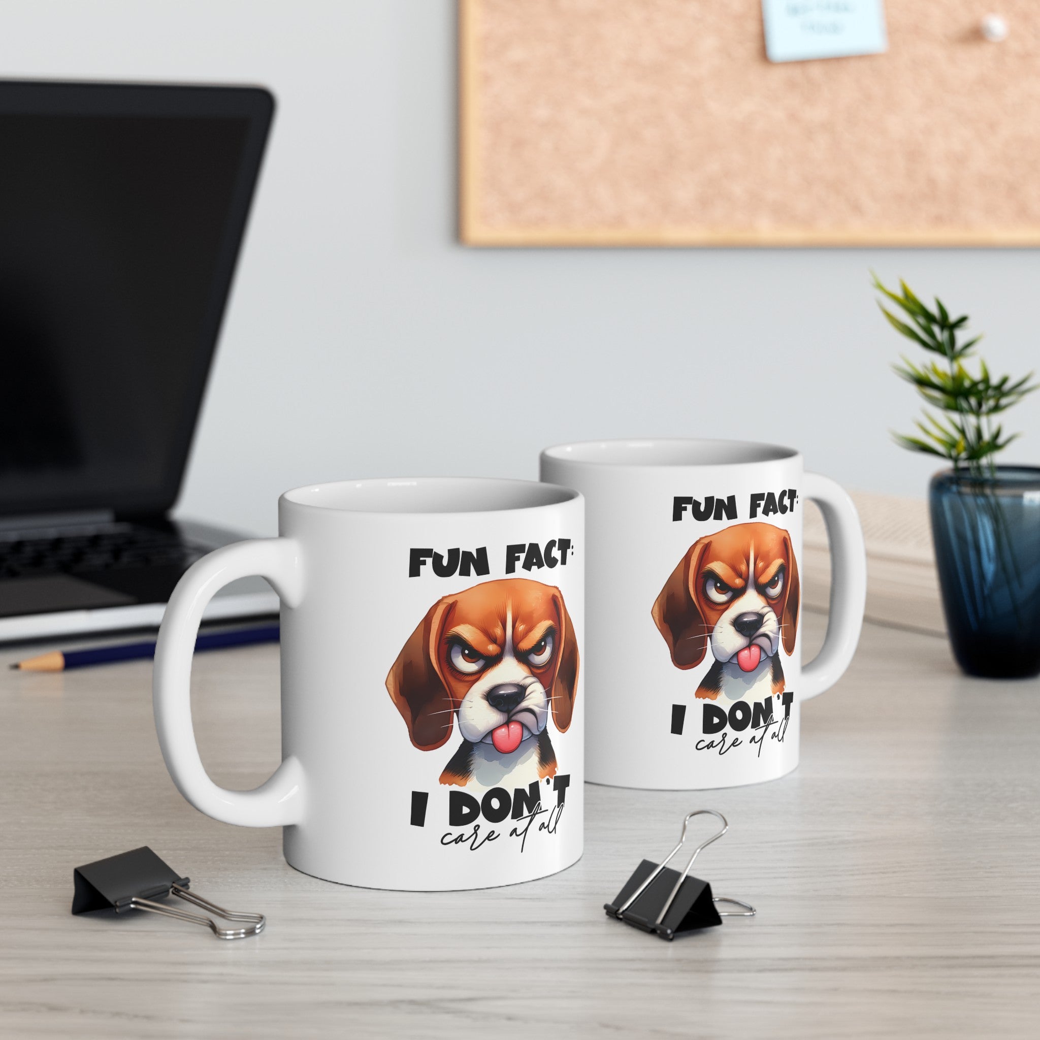 Funny Beagle Mug, Fun Fact I Don't Care Mug, Cute Dog Mug, Sarcastic Coffee Mug, Humorous Pet Mug, Gift for Dog Lovers Ceramic Mug, (11oz, 15oz)