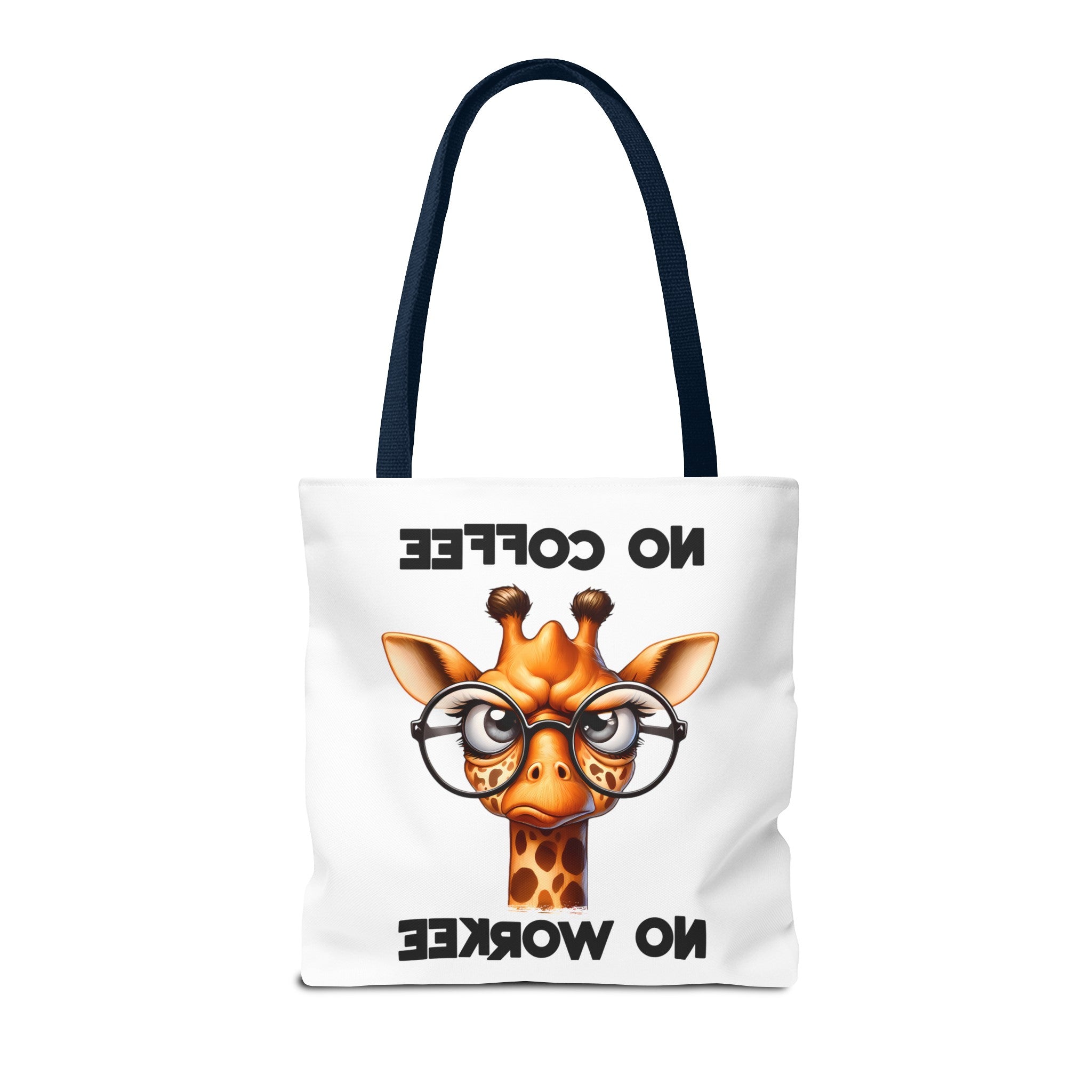 Funny Giraffe Tote Bag, No Coffee No Workee Quote Bag, Cute Giraffe with Glasses, Animal Quote Tote, Trendy Shopping Bag, Reusable Bag Tote Tote Bag