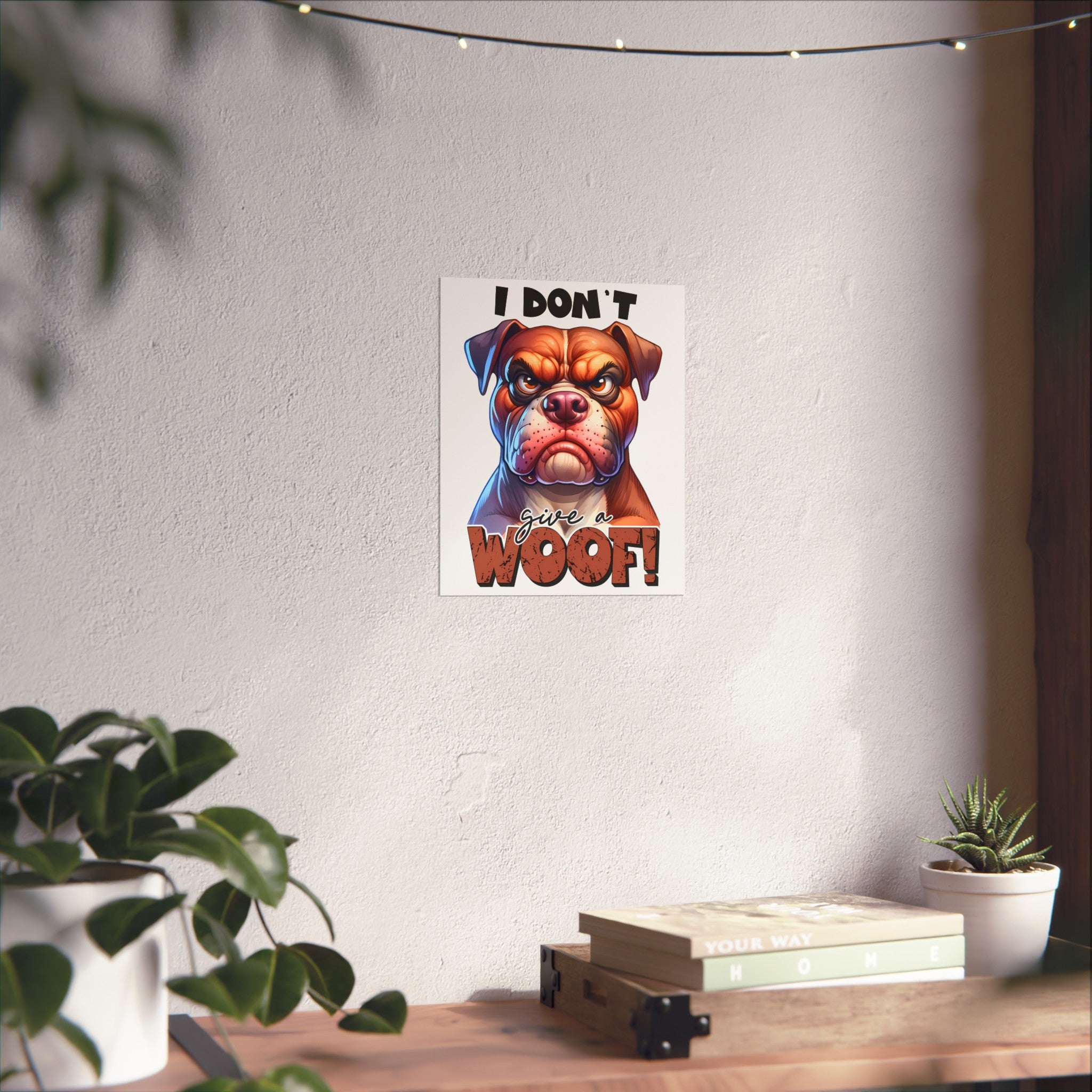 Funny Dog Wall Art Print, I Don't Give a Woof, Bulldog Poster, Cute and Humorous Home Decor, Animal Lover Gift, Office Wall Art Matte Vertical Posters