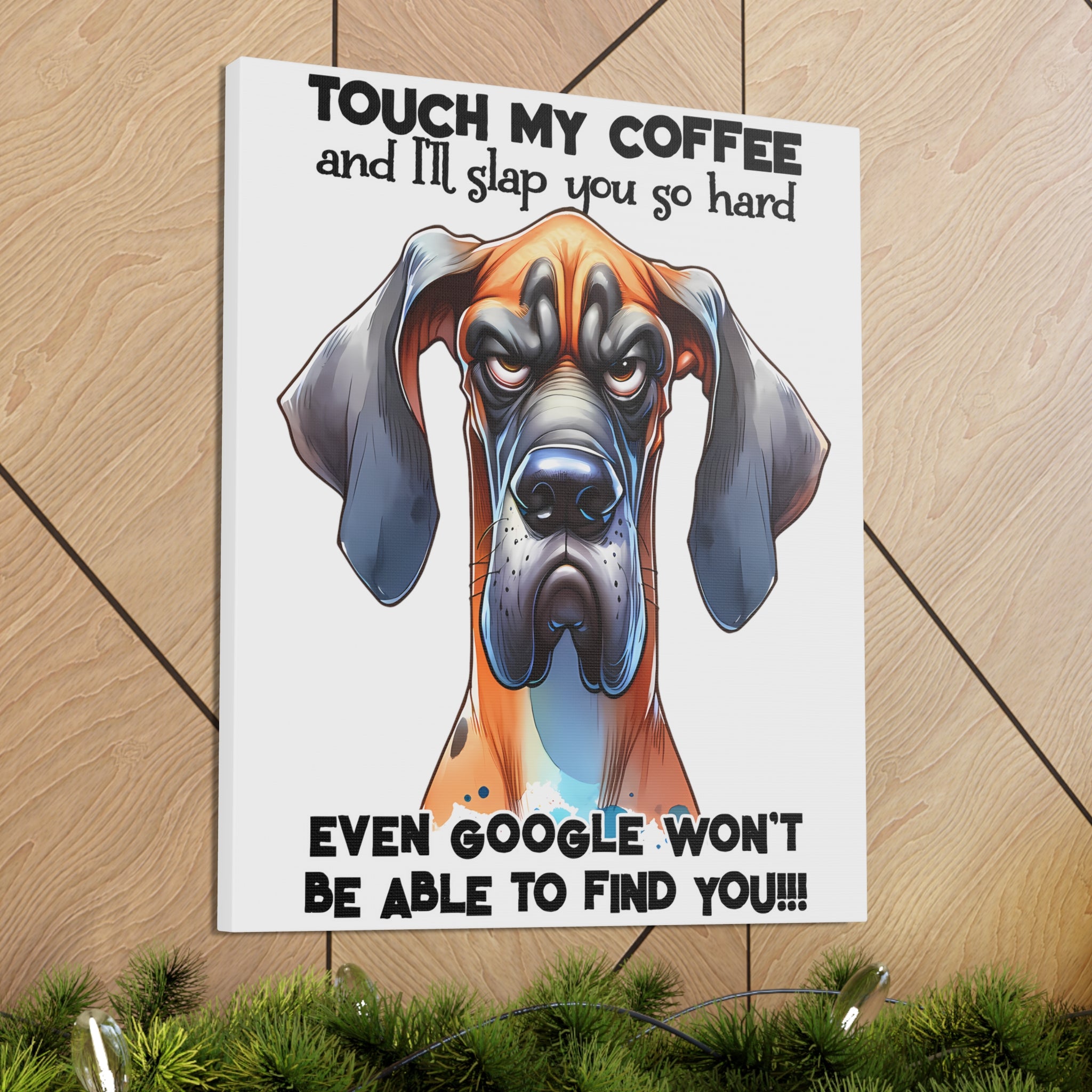 Funny Dog Wall Art, Pet Lover Gift, Coffee Quote Wall Decor, Humorous Pet Poster, Quirky Kitchen Art, Animal Lover Canvas Canvas Gallery Wraps