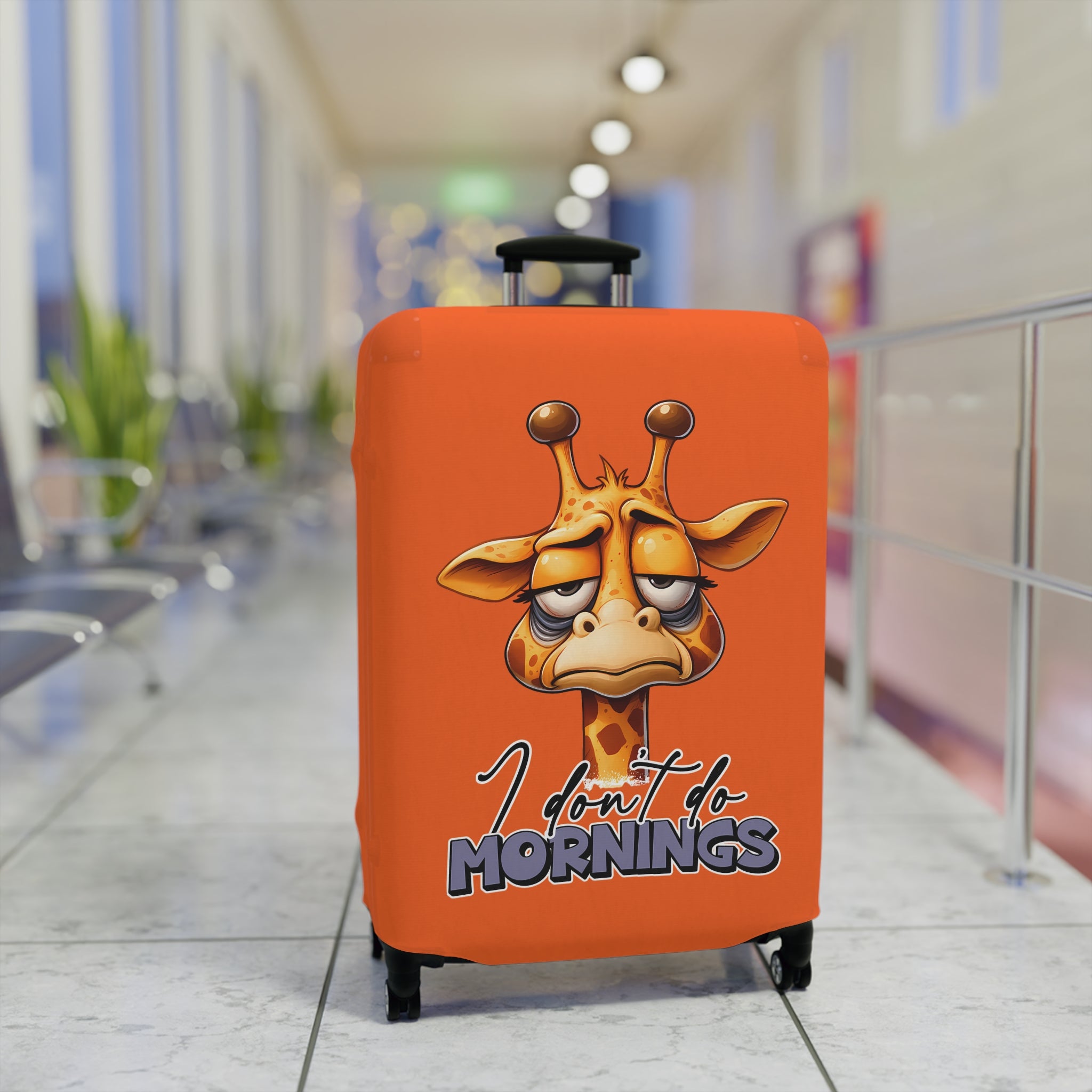 Funny Giraffe Luggage Cover, I Don't Do Mornings Luggage Cover, Cute Animal Art, Morning Humor Gift, Animal Lover Gift, Quirky Luggage Cover