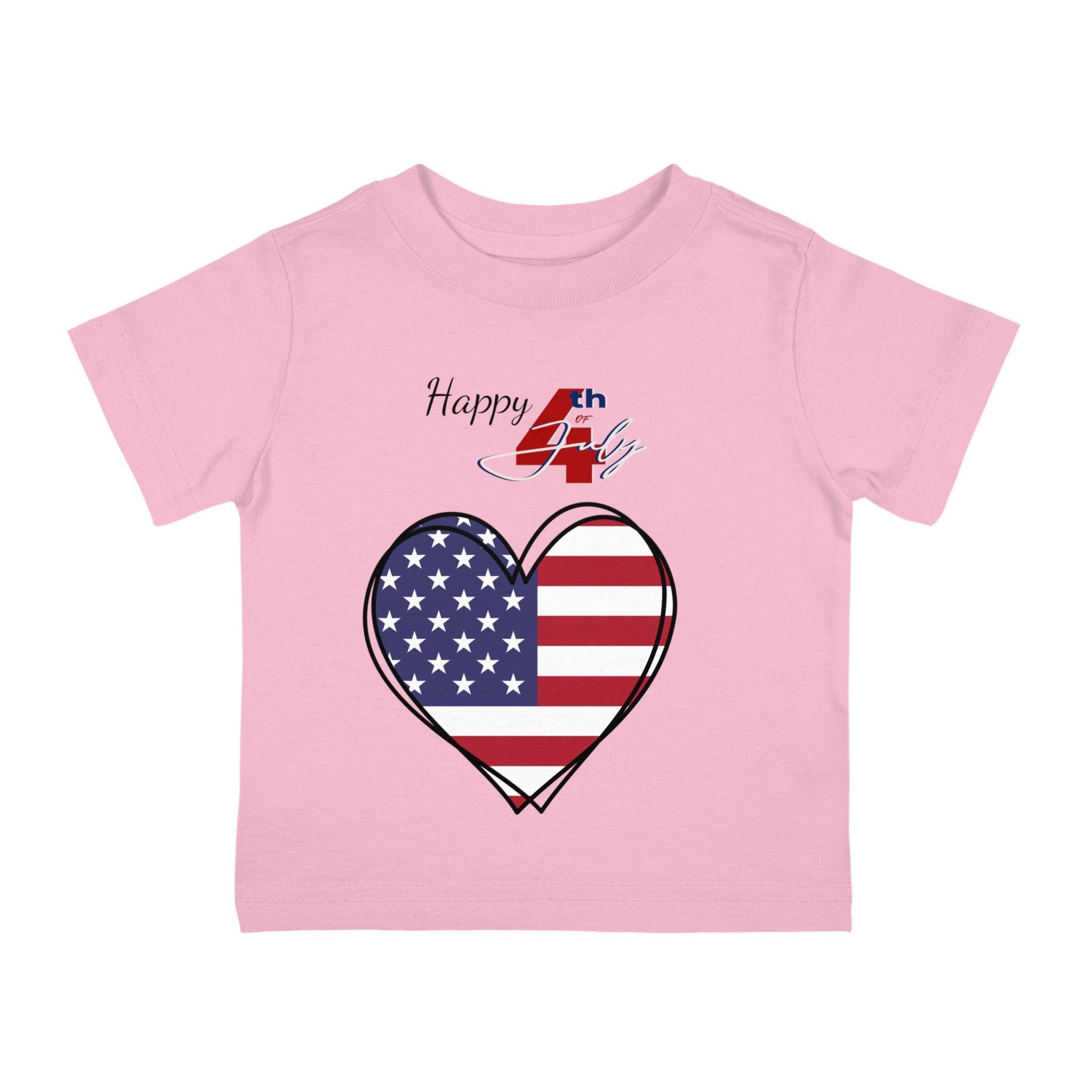 Happy 4th of July American Flag Big Heart design Infant Shirt, Baby Tee, Infant Tee
