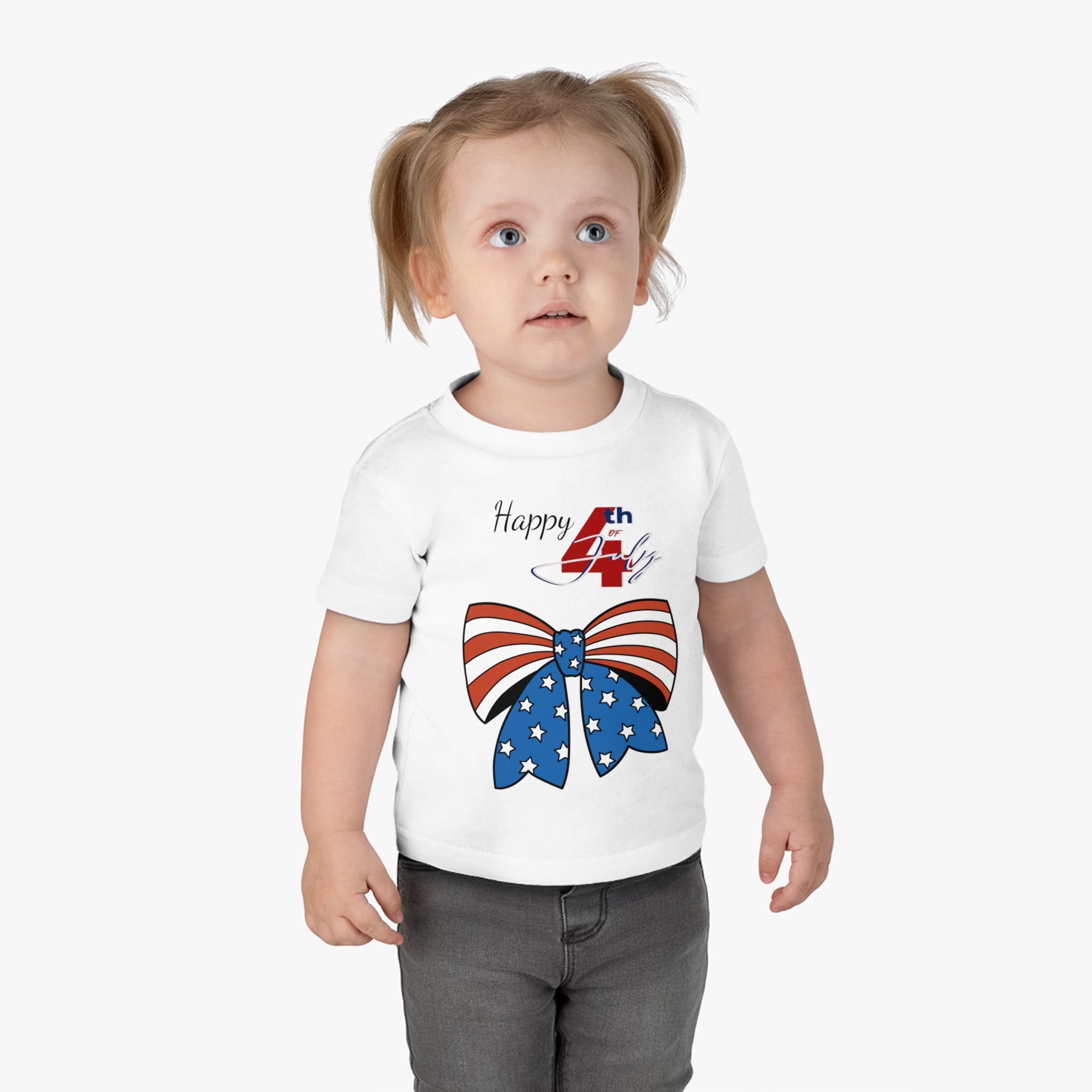 Happy 4th of July American Flag design Bow Tie Infant Shirt, Baby Tee, Infant Tee
