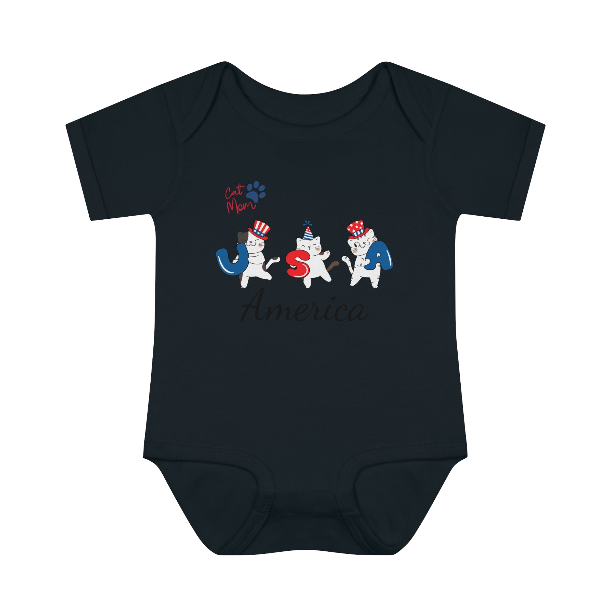 Cat Mom USA America Design Baby Bodysuit