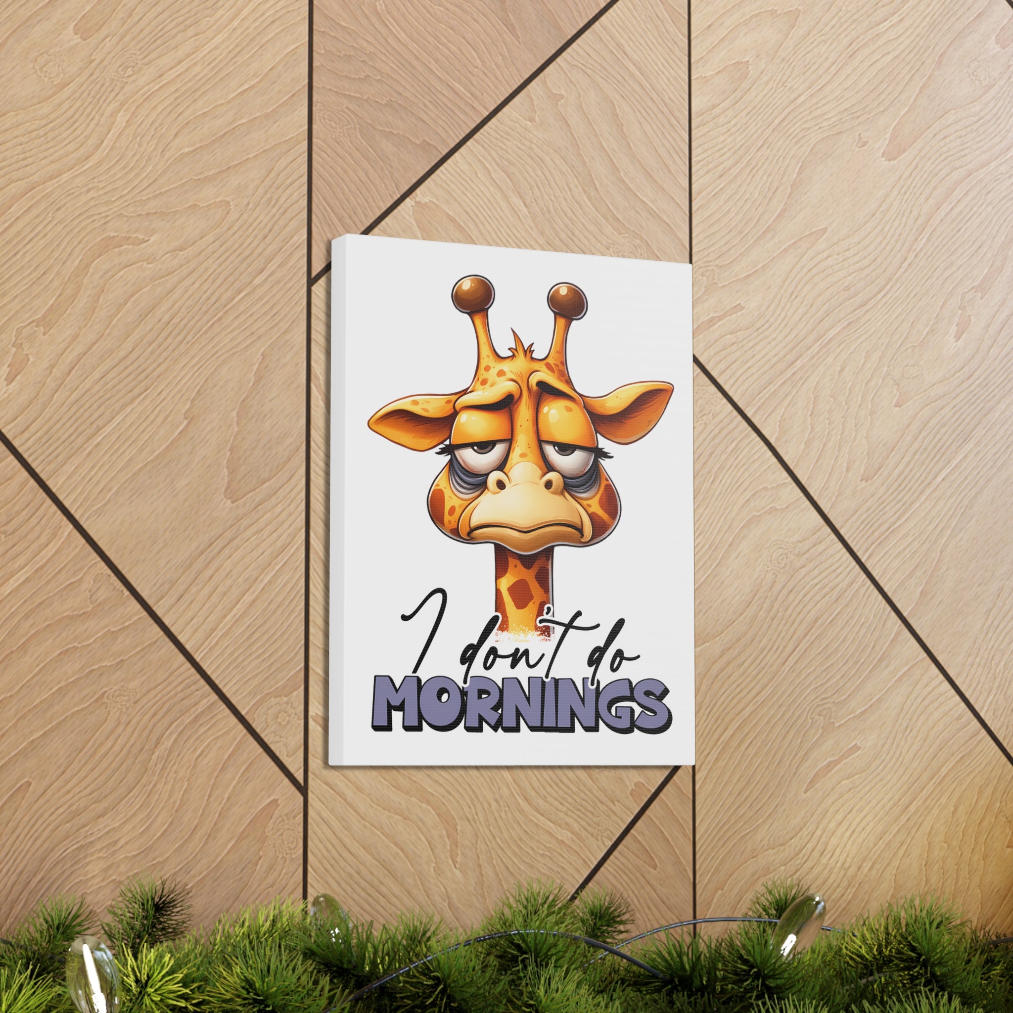 Funny Giraffe Wall Art, I Don't Do Mornings Quote Print, Animal Lover's Gift, Humorous Home Decor, Bedroom Art, Office Wall Decor Canvas Gallery Wraps