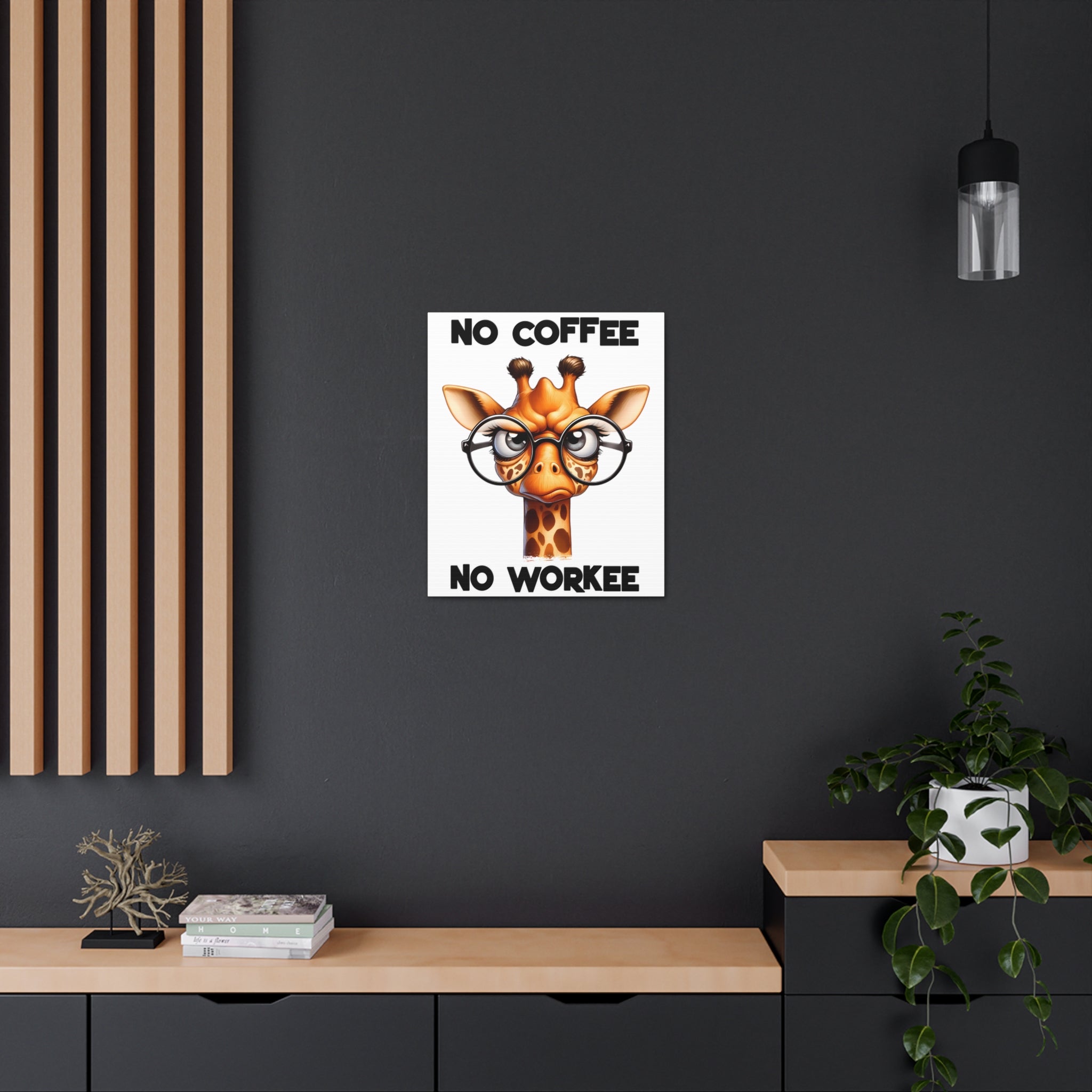 Funny Giraffe Wall Art, No Coffee No Workee Print, Animal Lover Decor, Humorous Office Wall Art, Unique Coffee Lover Gift, Canvas Gallery Wrap Canvas Gallery Wraps