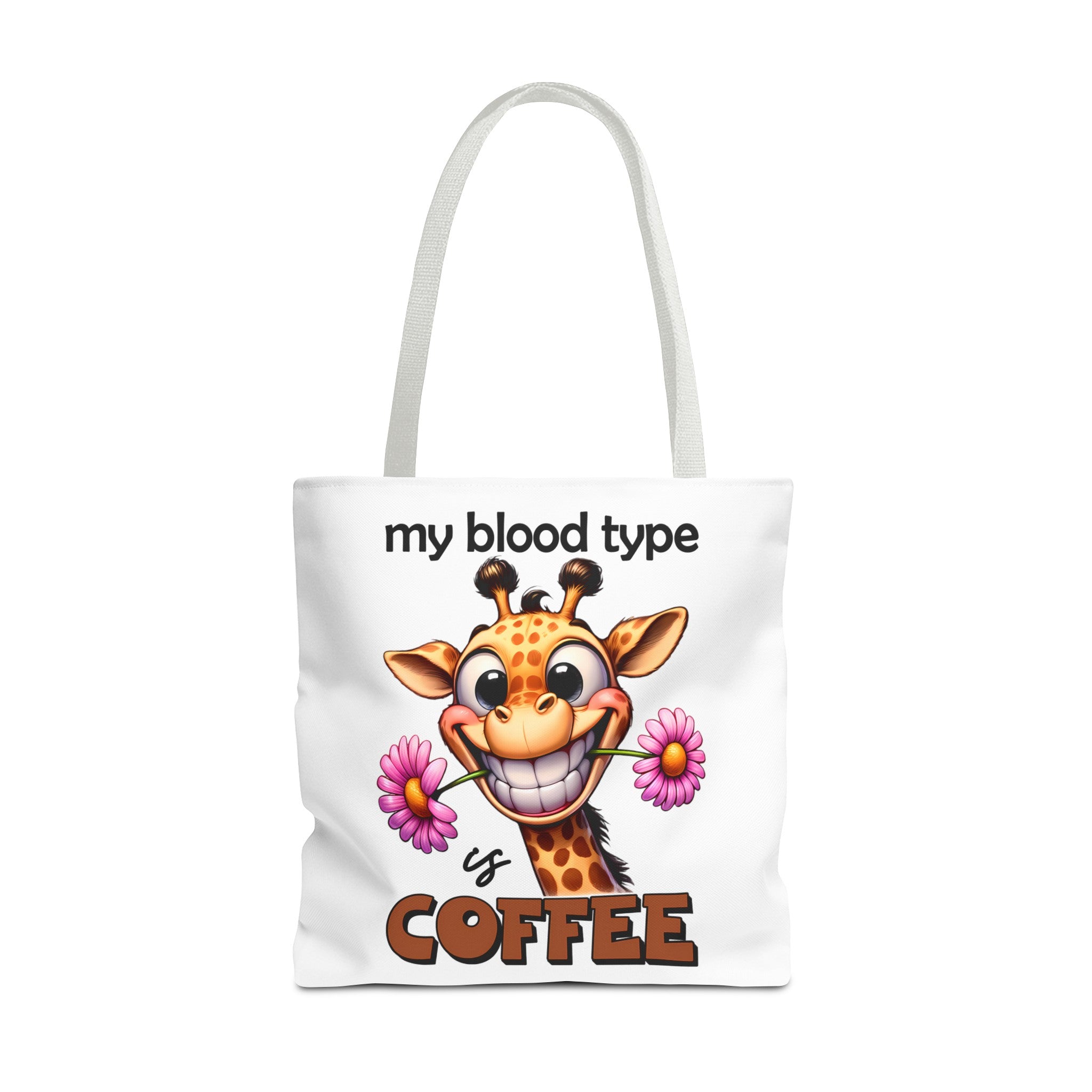 Funny Giraffe Tote Bag, My Blood Type is Coffee Tote Bag, Cute Animal Tote Bag, Fun Coffee Lover Gift, Quirky Giraffe Art Bag Tote Tote Bag