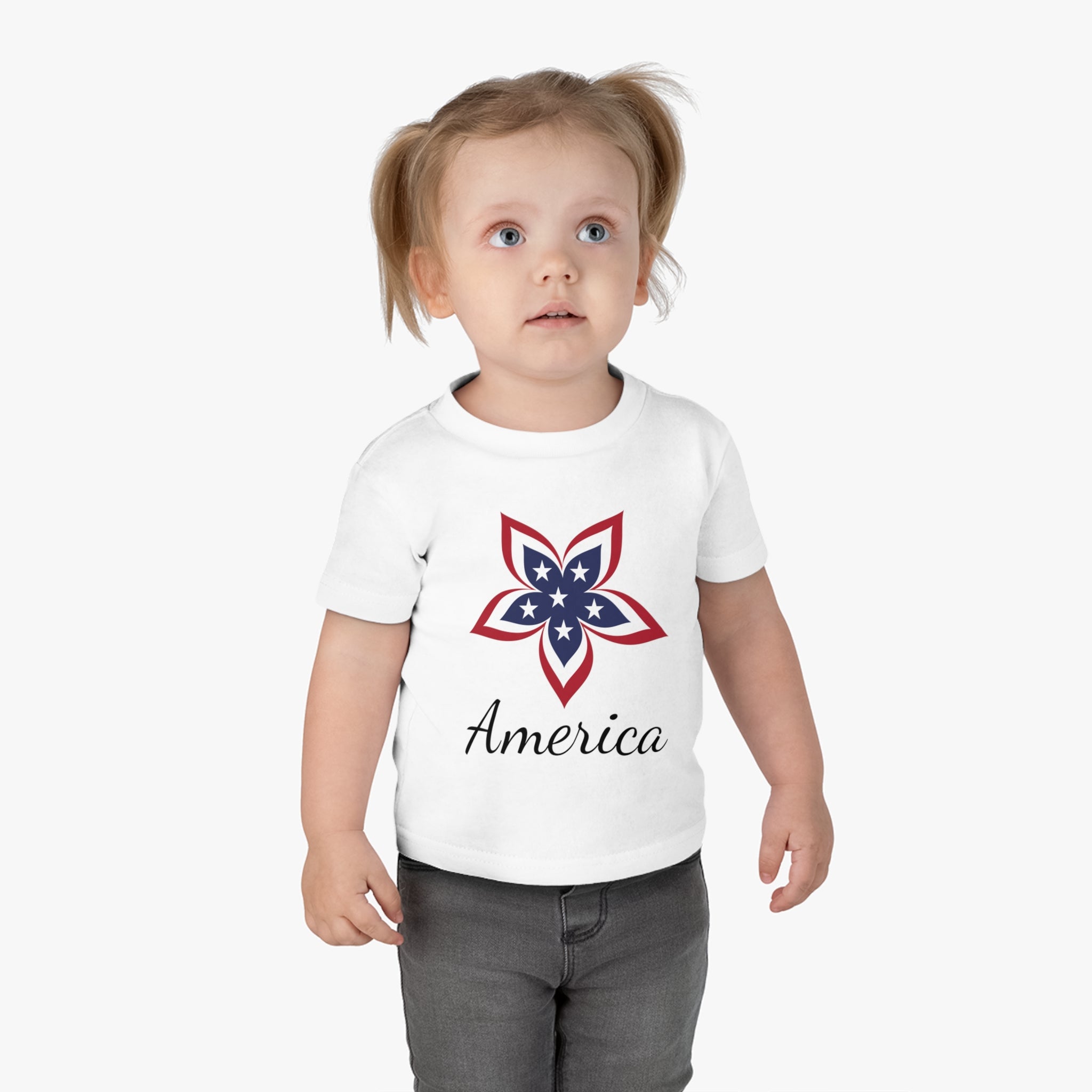 America Star Flower Infant Shirt, Baby Tee, Infant Tee