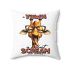 Funny Giraffe Pillow, Yawn Silent Scream for Coffee, Quirky Animal Quote Pillow, Humorous Giraffe Cushion, Unique Gift Idea Spun Polyester Square Pillow