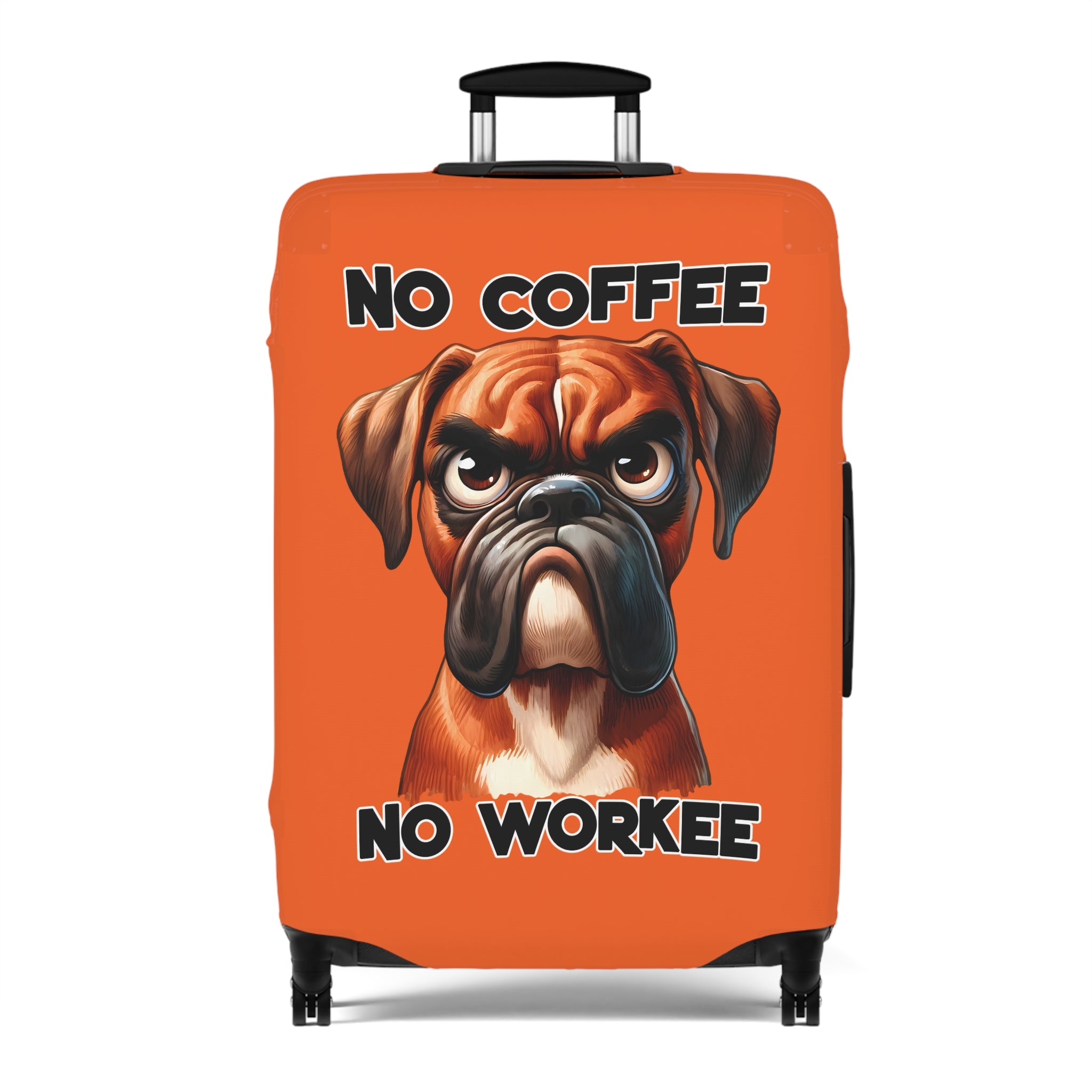 Funny Dog Luggage Cover, No Coffee No Workee Luggage Cover, Boxer Dog Luggage Cover, Gift for Dog Lovers, Humorous Luggage Cover, Dog Owner Gift, Pet Lover Luggage Cover