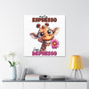 More Espresso Less Depresso Giraffe Wall Art, Cute Animal Cartoon Canvas Gallery Wrap, Funny Coffee Art Decor, Cheerful Giraffe Poster Canvas Gallery Wraps