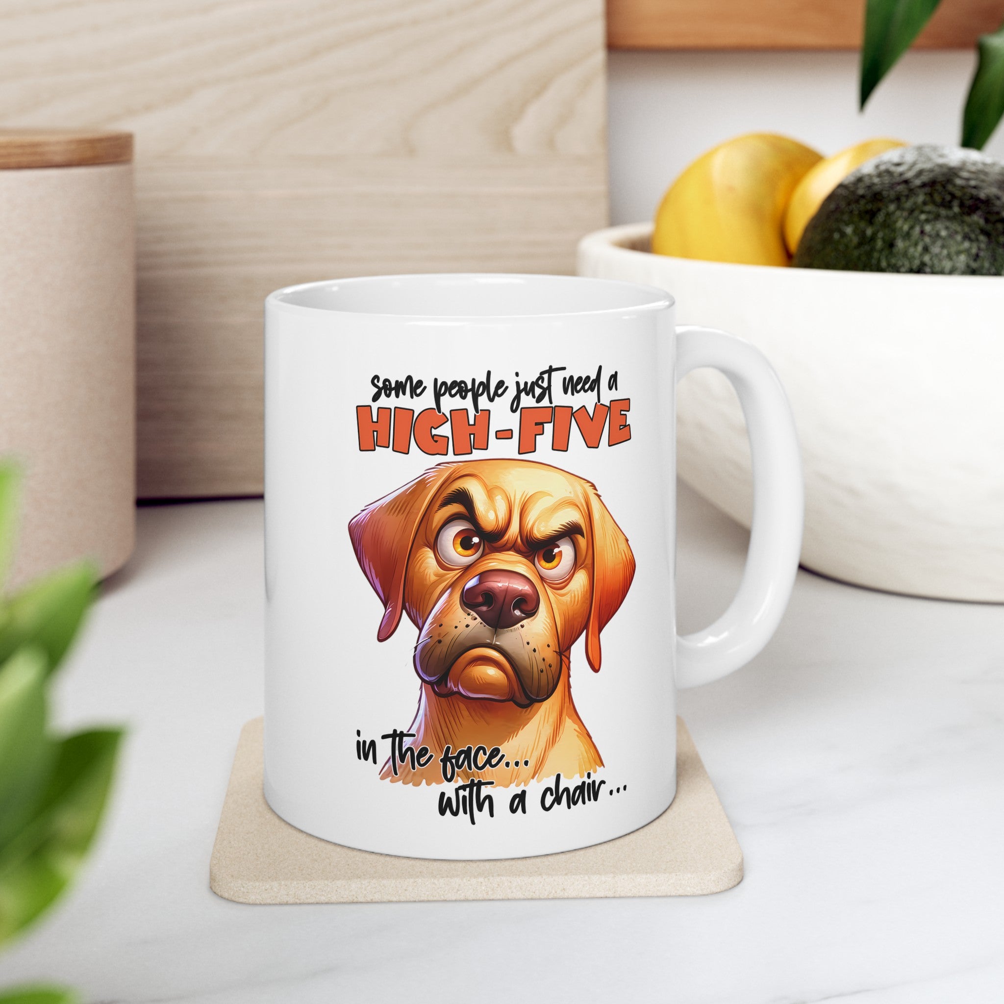 Funny Dog Mug, High-Five Mug, Sarcastic Coffee Cup, Great Gift for Dog Lovers, Humorous Pet Mug, Unique Animal Lover Gift, Office Humor Ceramic Mug, (11oz, 15oz)