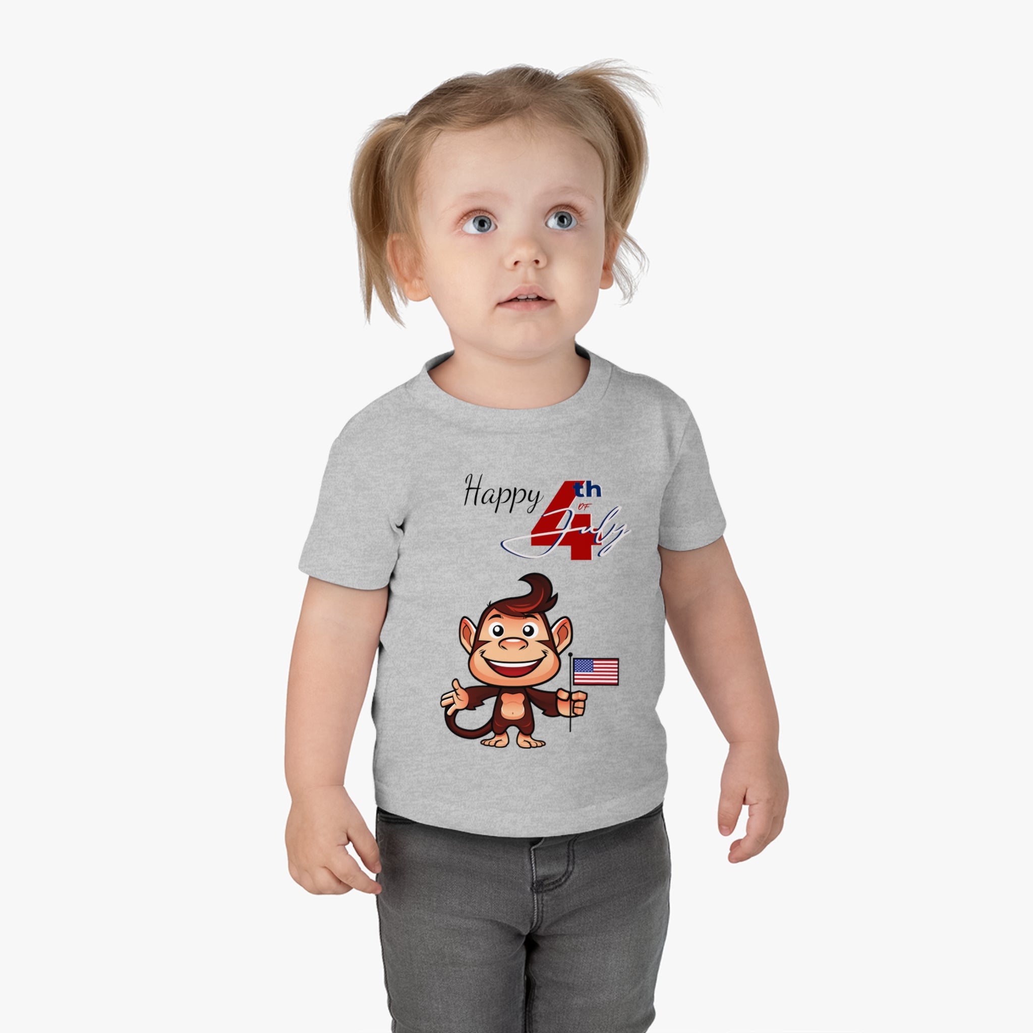 Happy 4th of July Cute Monkey design Infant Shirt, Baby Tee, Infant Tee