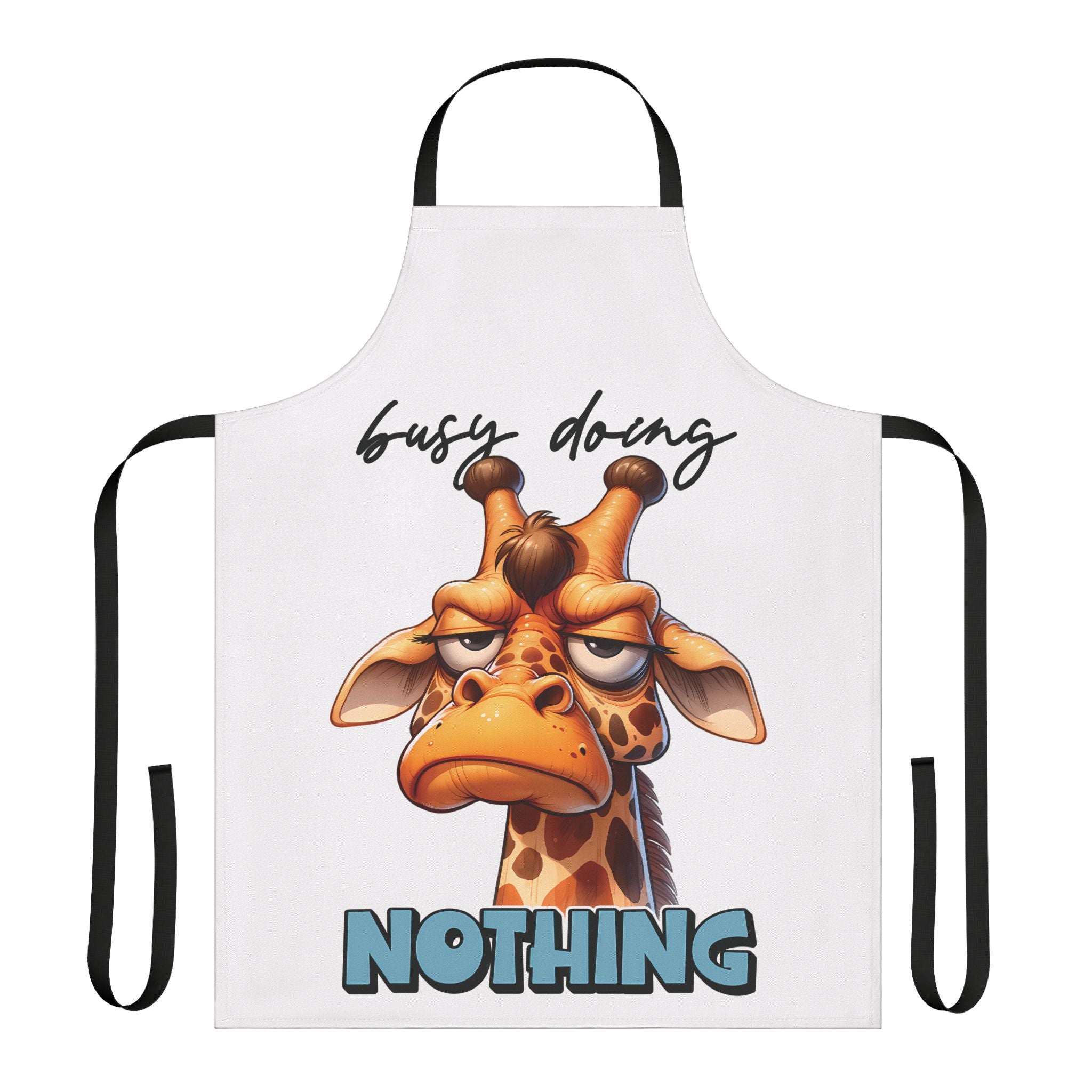 Funny Giraffe Apron, Busy Doing Nothing Apron, Cute Animal Apron, Lazy Giraffe Illustration, Unique Gift Idea, Quirky Design Apron