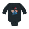 Happy 4th of July American Flag design Bow Tie Long Sleeve Baby Bodysuit